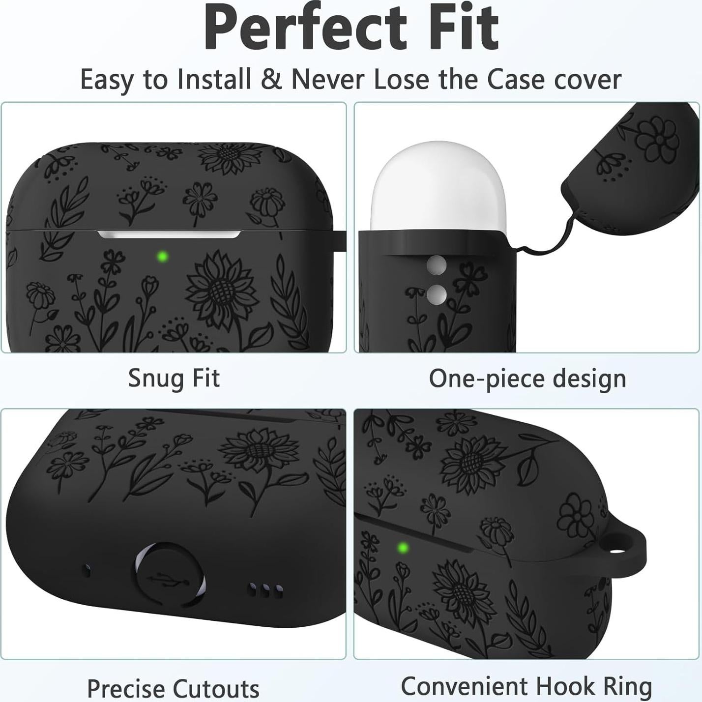 Funda de Silicona Hamile para AirPods Pro 2da Gen - Negro