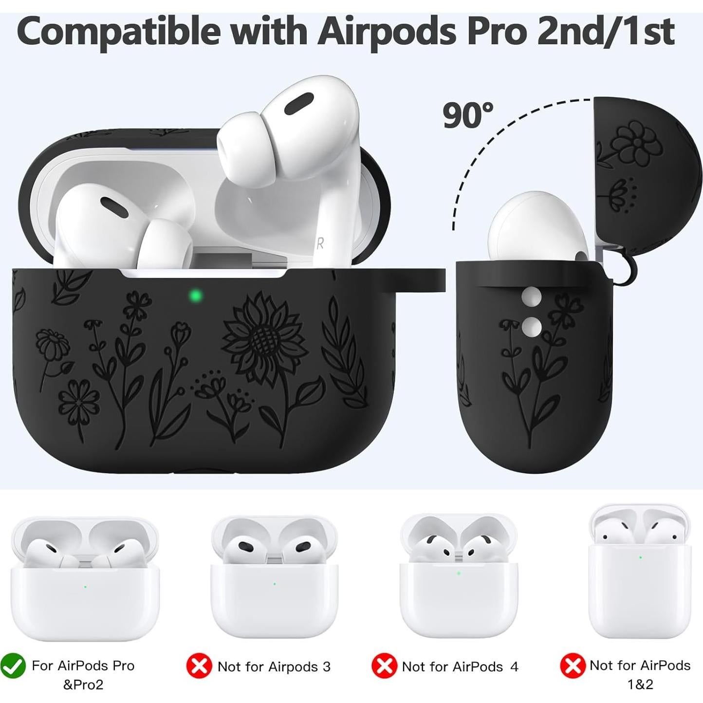 Funda de Silicona Hamile para AirPods Pro 2da Gen - Negro