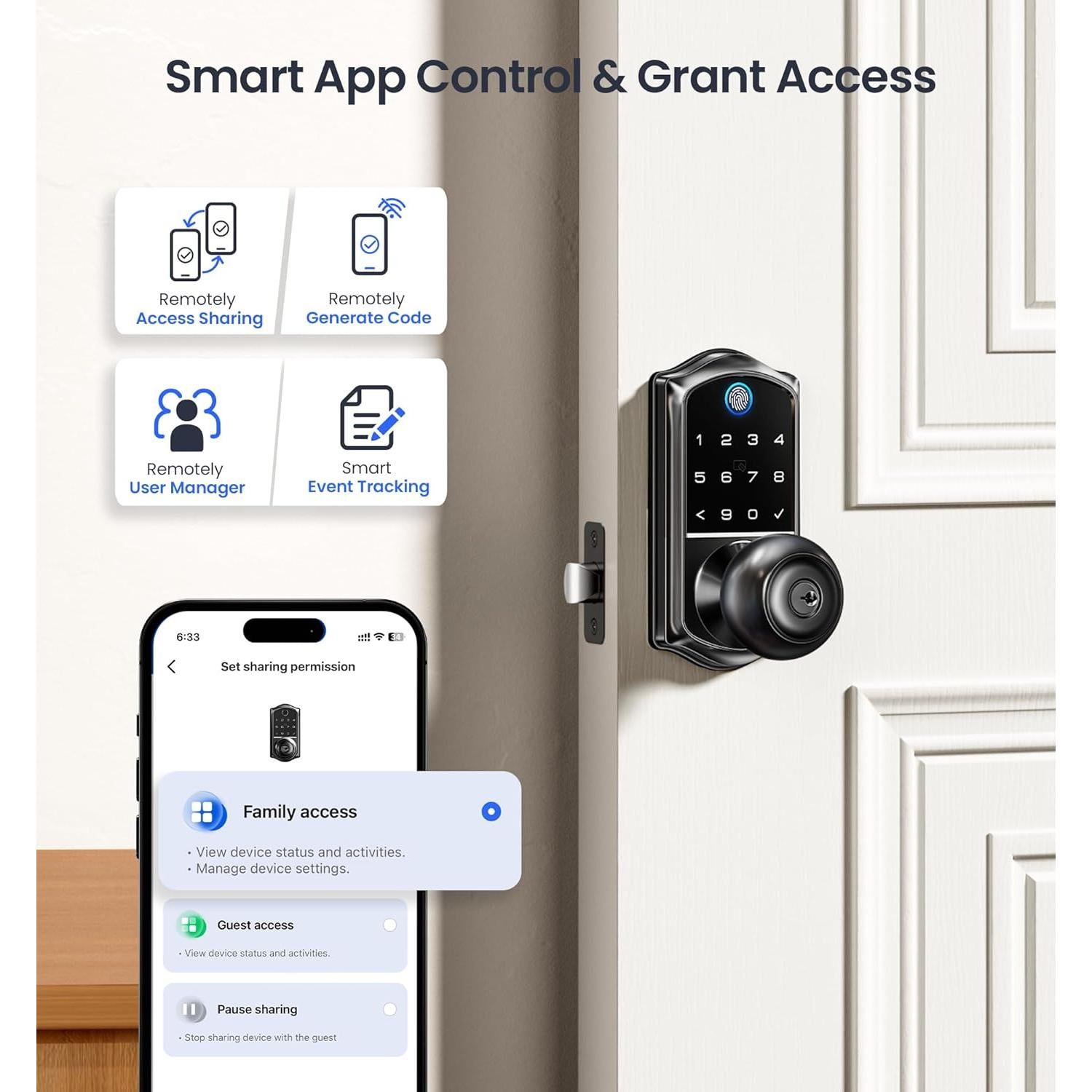 Cerradura Inteligente Veise VE018 - Huella Dactilar y App, IP55