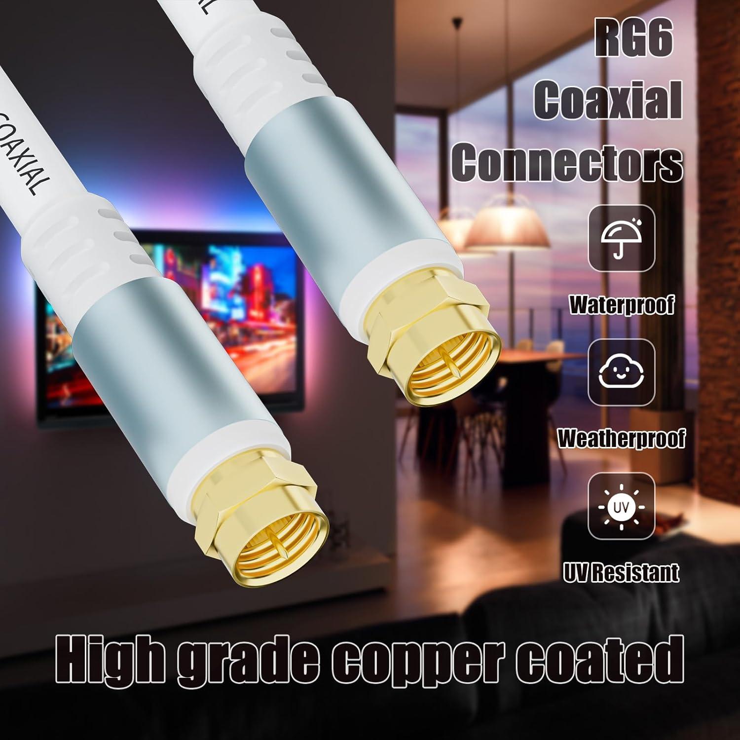 Cable coaxial RG6 GOSYSONG 0.91m blanco para TV e Internet