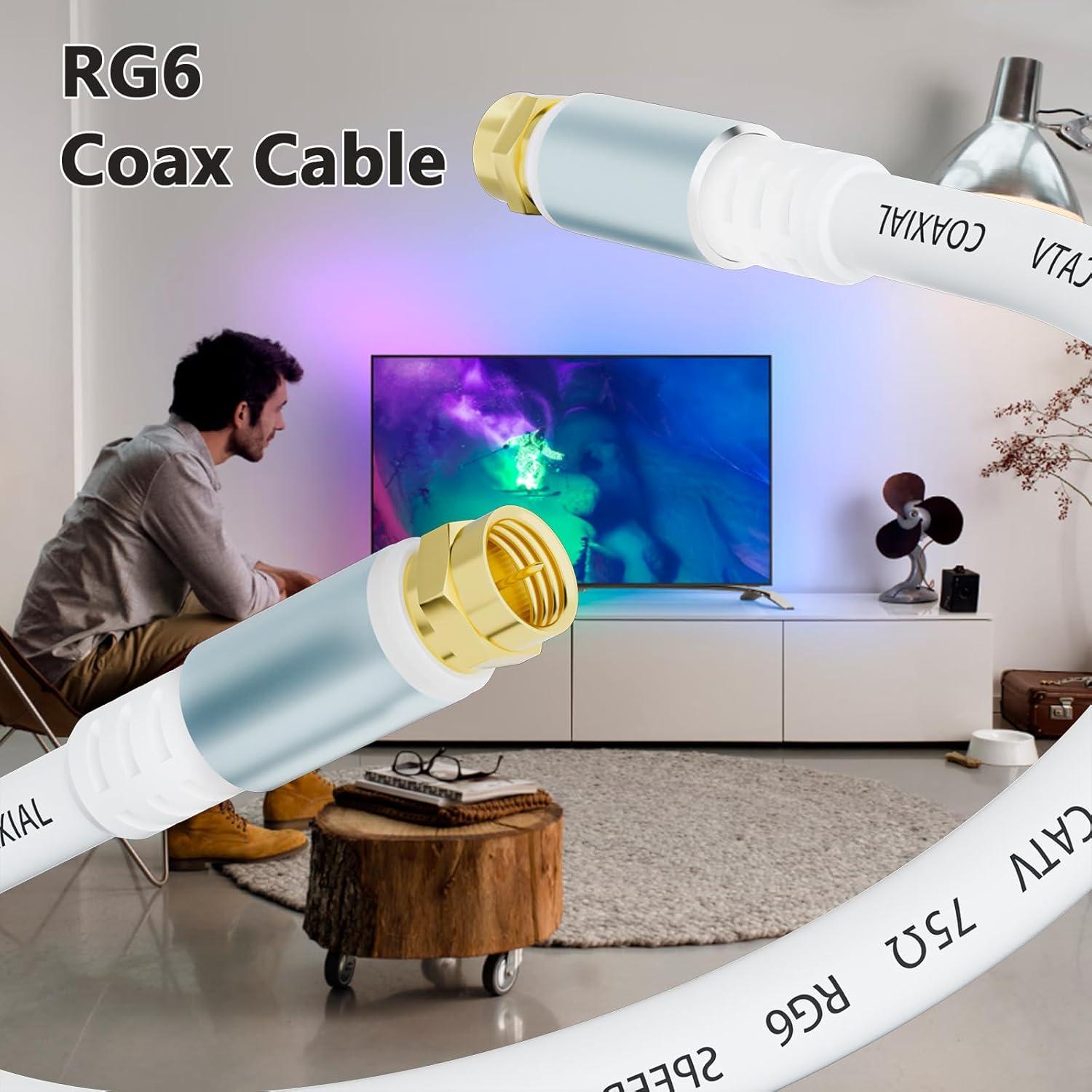 Cable coaxial RG6 GOSYSONG 0.91m blanco para TV e Internet