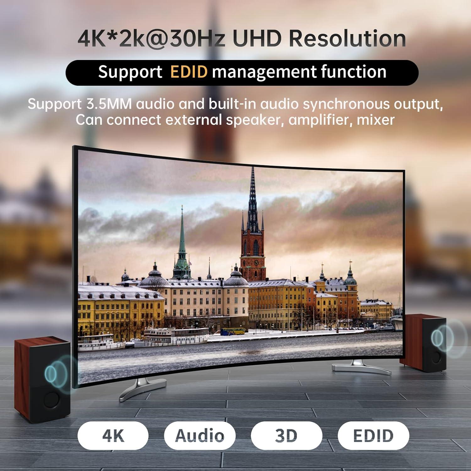 Conmutador Matriz HDMI 4x4 MT-VIKI 4K 30Hz con Audio 3.5mm