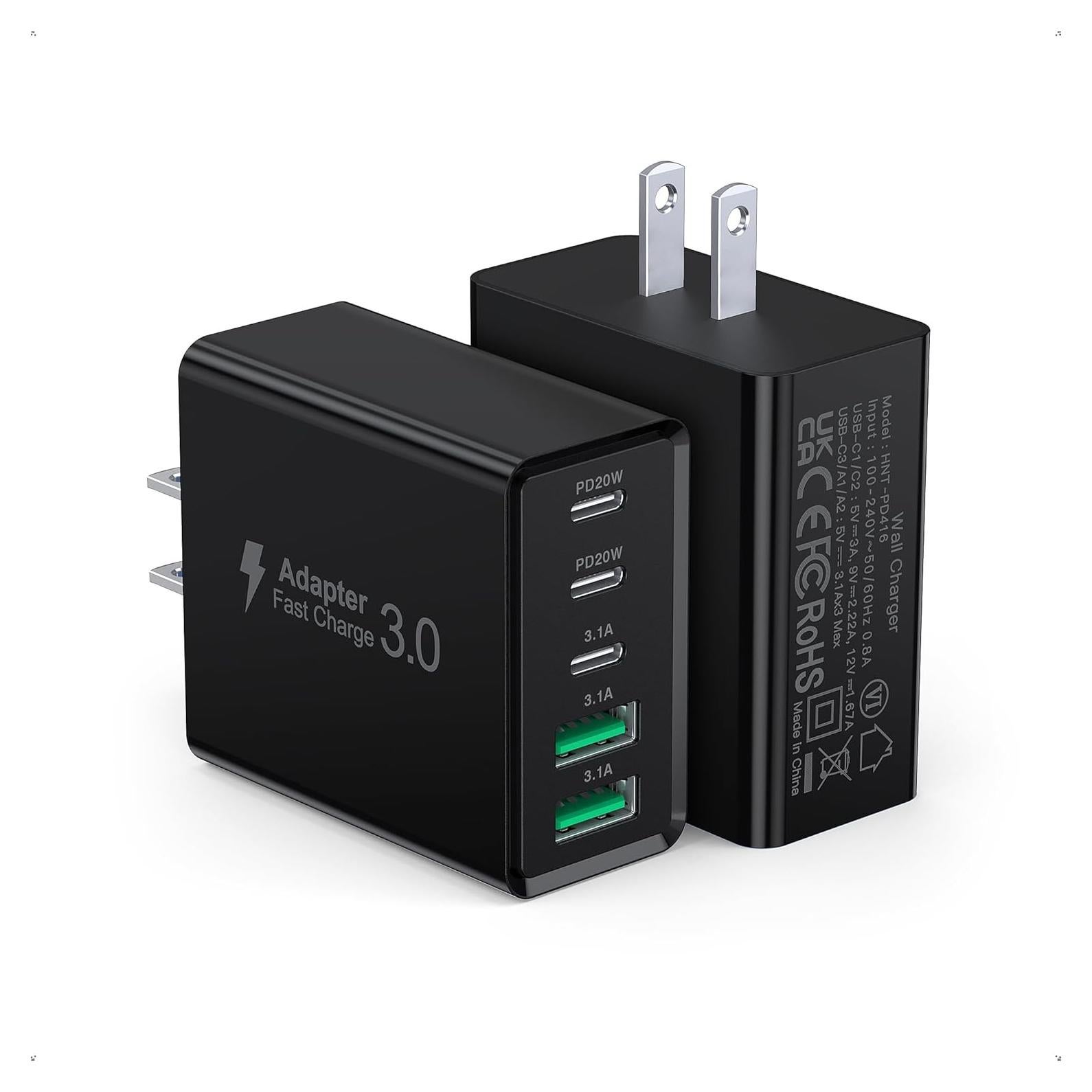 Cargador de pared USB C 50W Qwinjwin 5 Puertos Negro