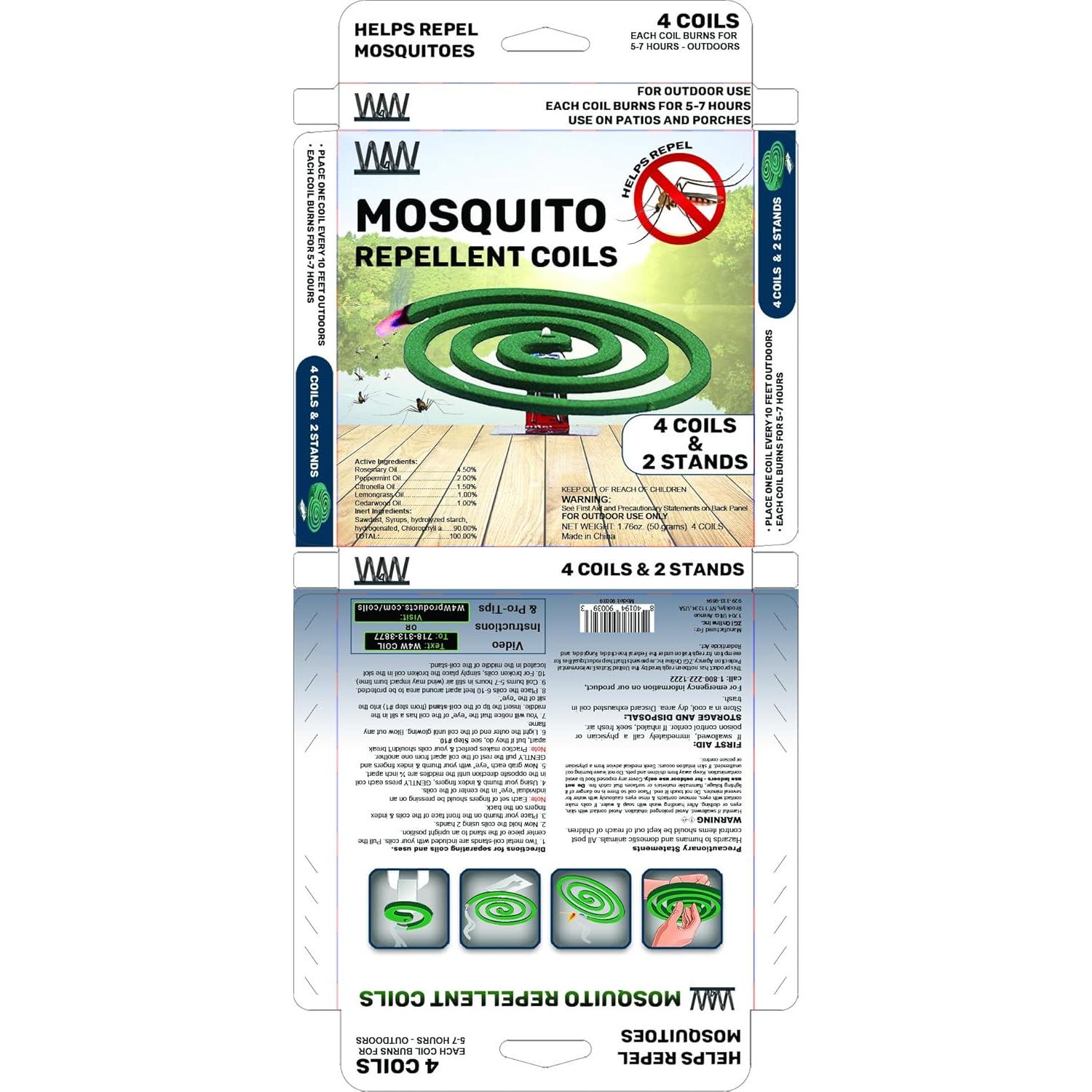 Bobinas Repelente Mosquitos W4W - 12 bobinas y 6 soportes