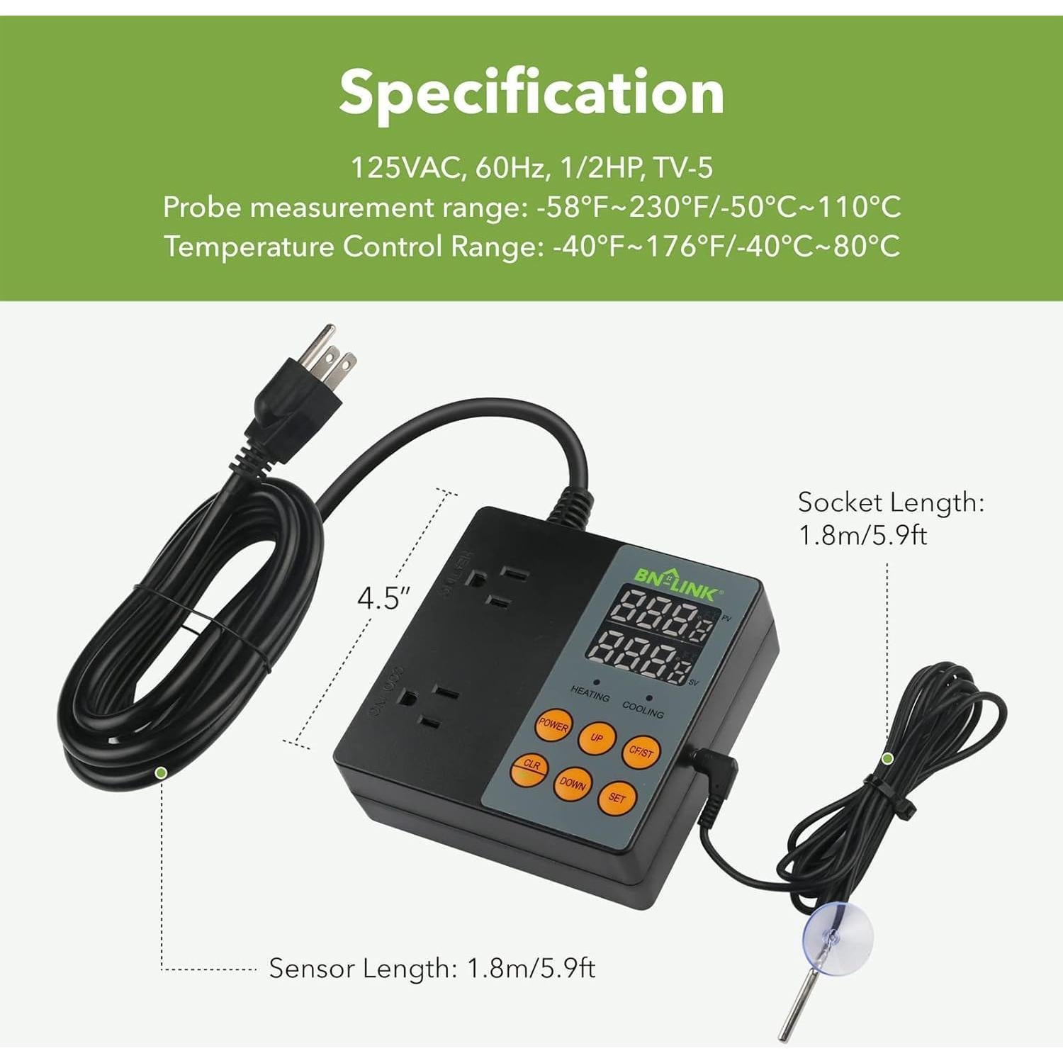 Controlador Digital de Temperatura BN-LINK T9 15A 1875W