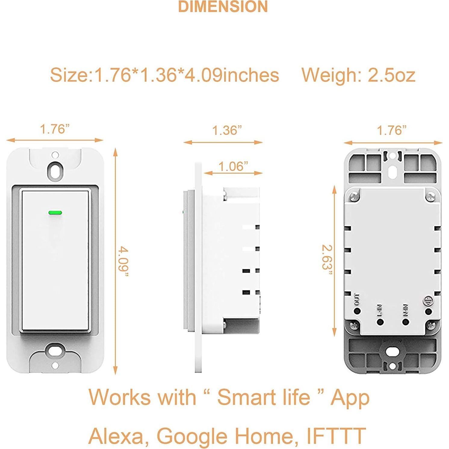 Interruptor de Luz Inteligente Micmi MK36 WiFi 1 Gang Control Voz
