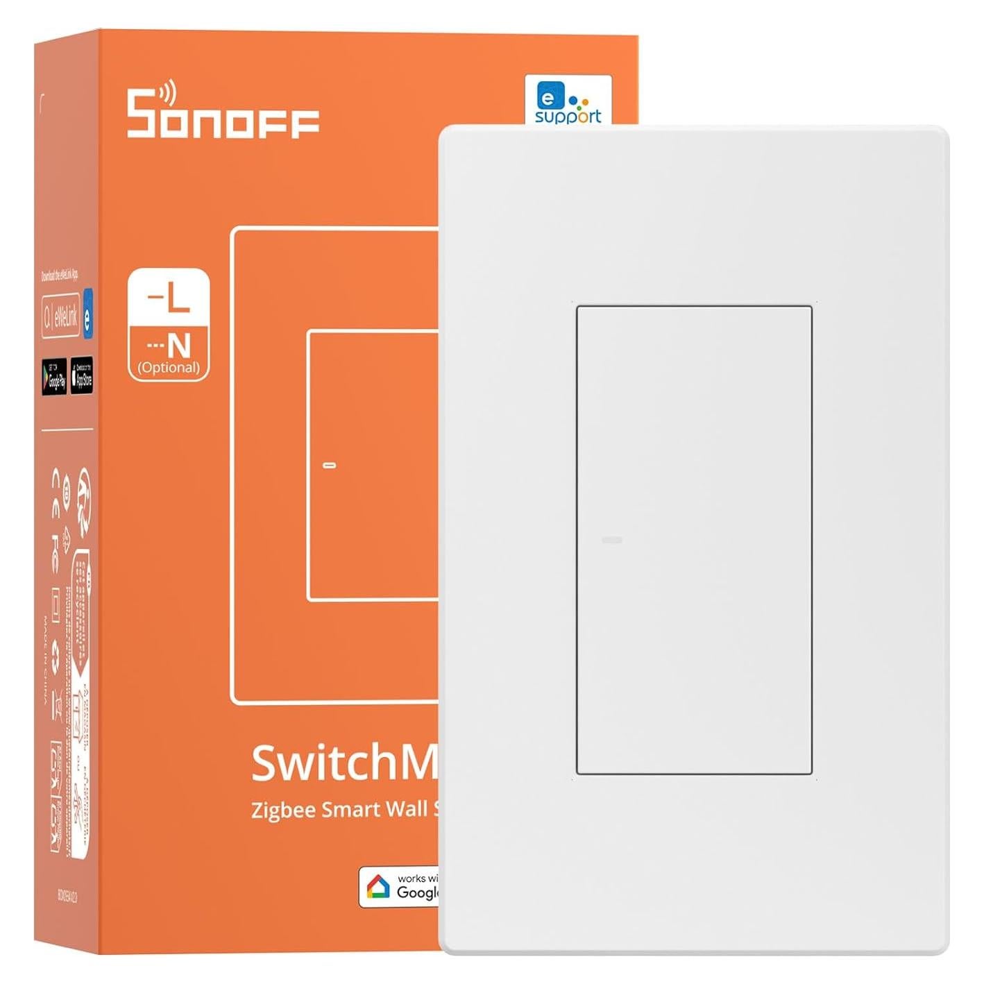 Interruptor de Luz Inteligente SONOFF ZBM5-1C, Zigbee, Sin Neutro
