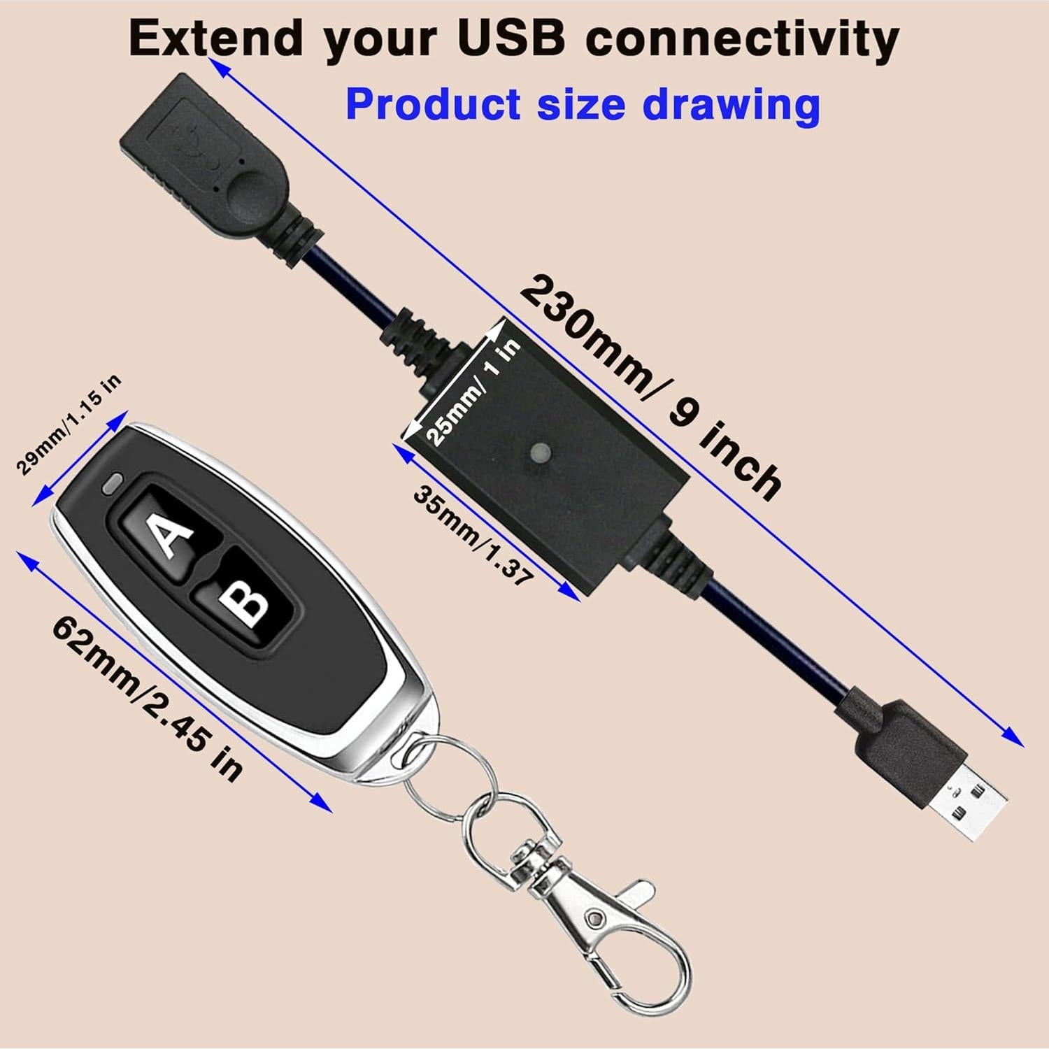 Interruptor Remoto Inalámbrico USB 5V URANT - 1 Transmisor y 1 Receptor