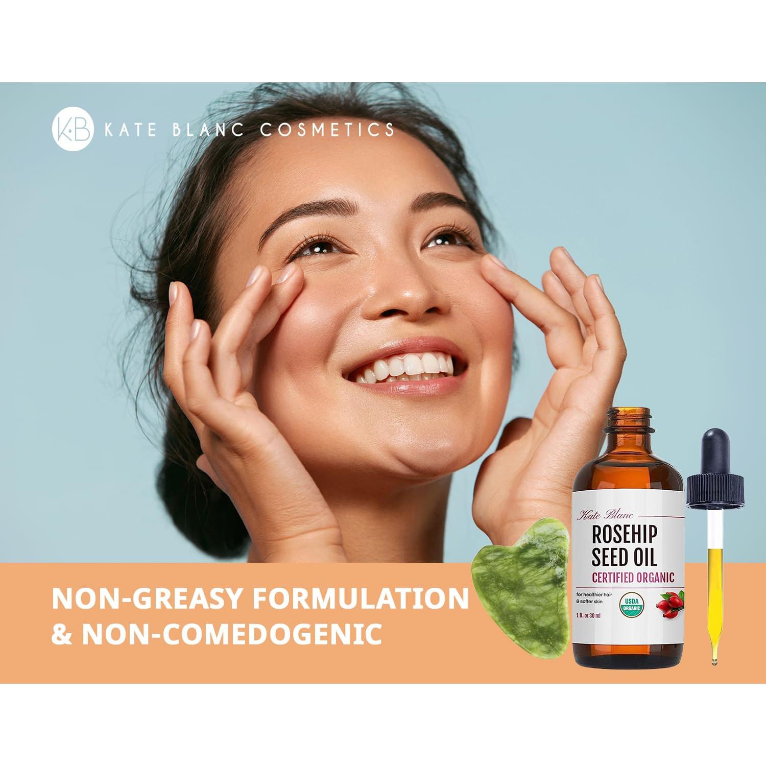 Aceite de Rosa Mosqueta Orgánico Kate Blanc 30ml + Gua Sha Jade