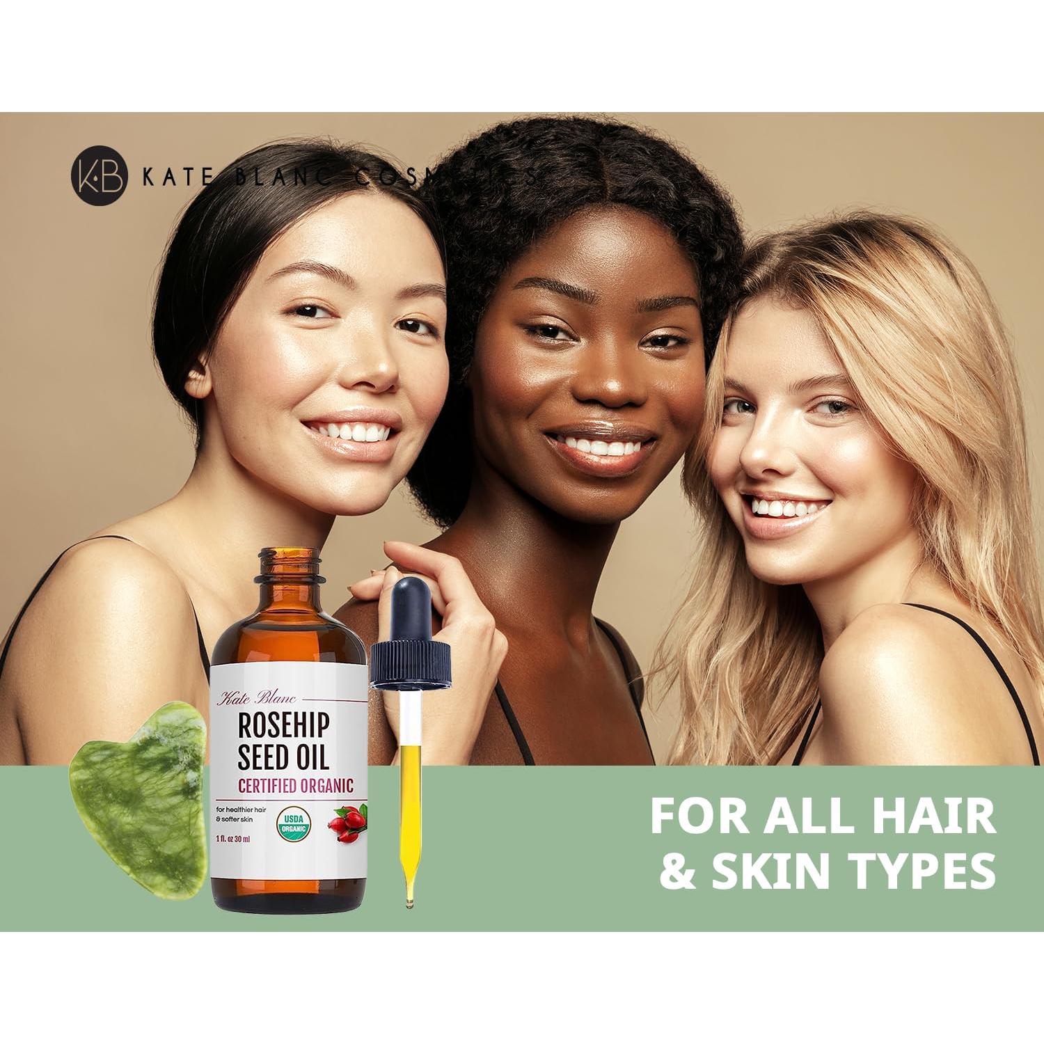 Aceite de Rosa Mosqueta Orgánico Kate Blanc 30ml + Gua Sha Jade