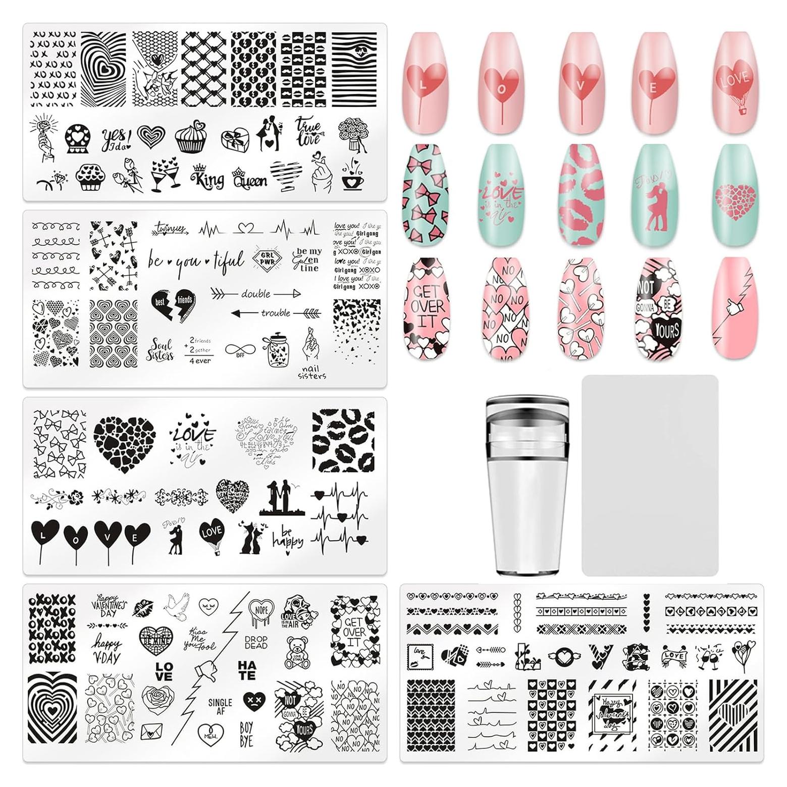 Estampador de Uñas KAAGEE 5 Piezas Corazón DIY Manicura
