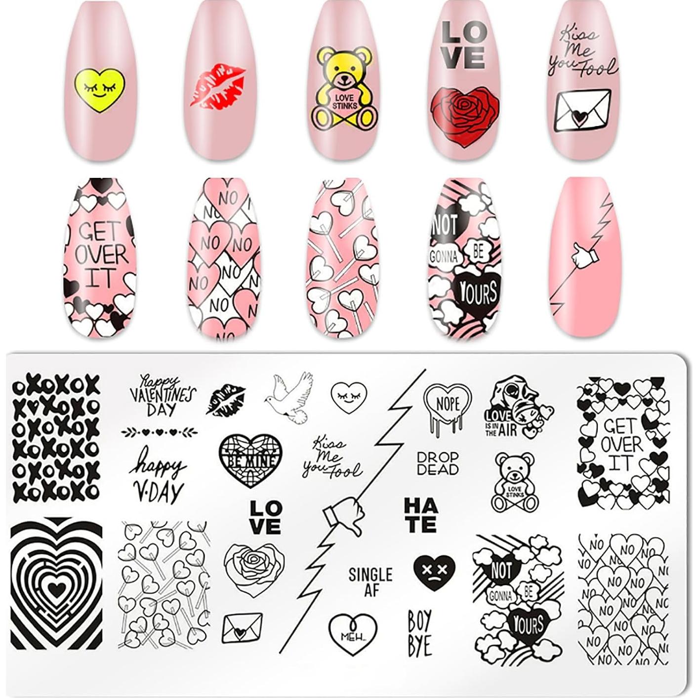Estampador de Uñas KAAGEE 5 Piezas Corazón DIY Manicura