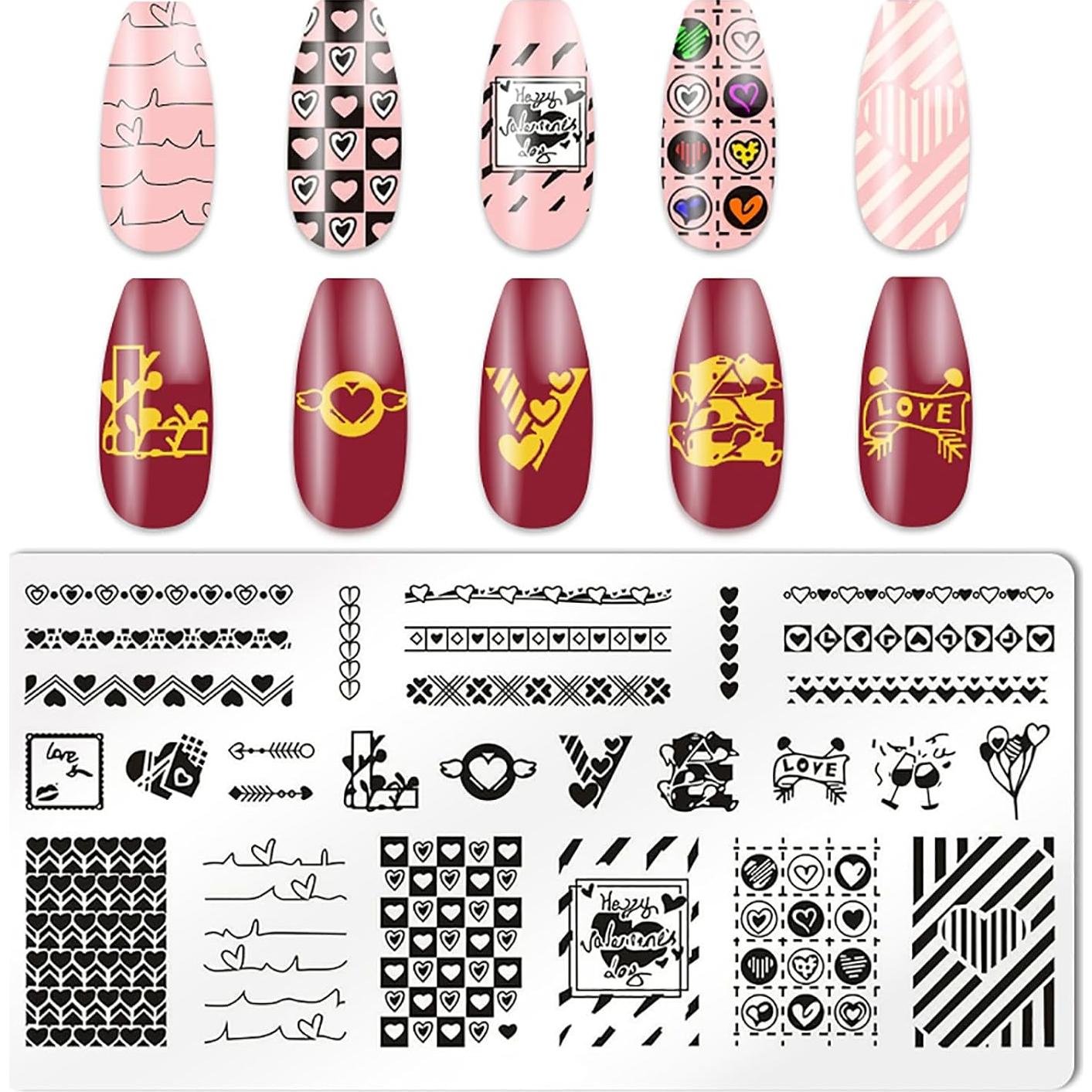 Estampador de Uñas KAAGEE 5 Piezas Corazón DIY Manicura