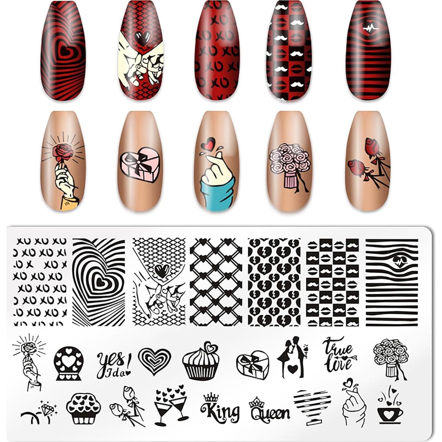 Estampador de Uñas KAAGEE 5 Piezas Corazón DIY Manicura