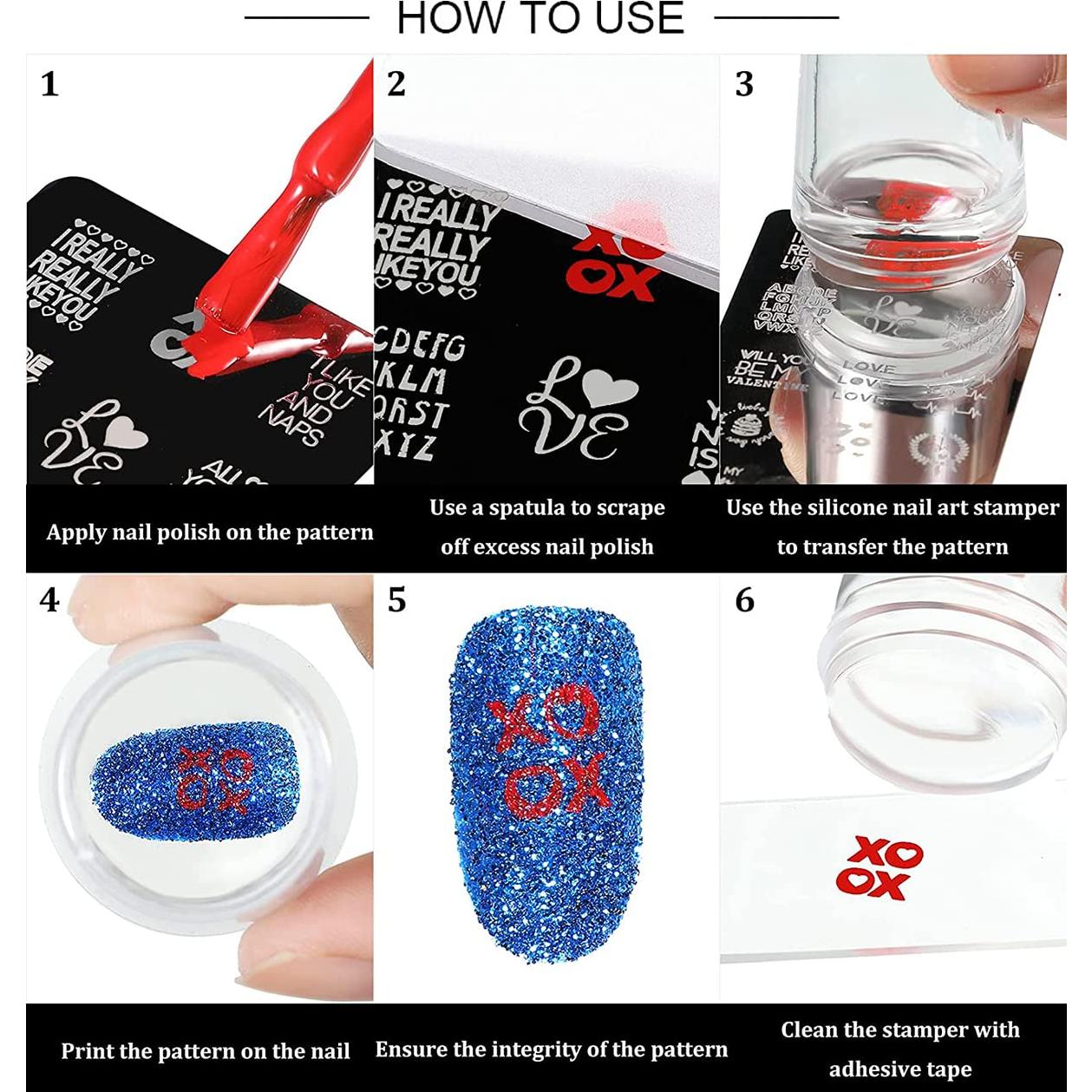 Estampador de Uñas KAAGEE 5 Piezas Corazón DIY Manicura