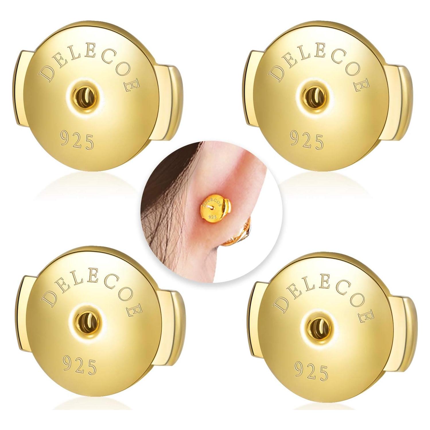 Respaldo de Aretes DELECOE 925 Plata Esterlina 18K Oro Hipoalergénico
