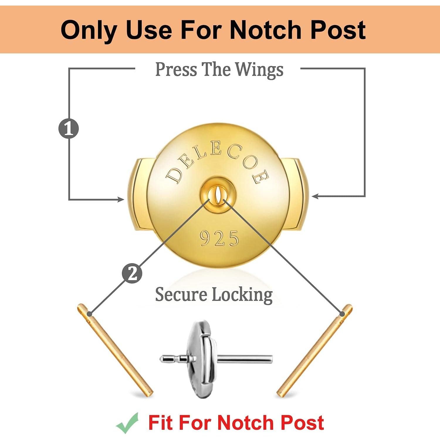 Respaldo de Aretes DELECOE 925 Plata Esterlina 18K Oro Hipoalergénico