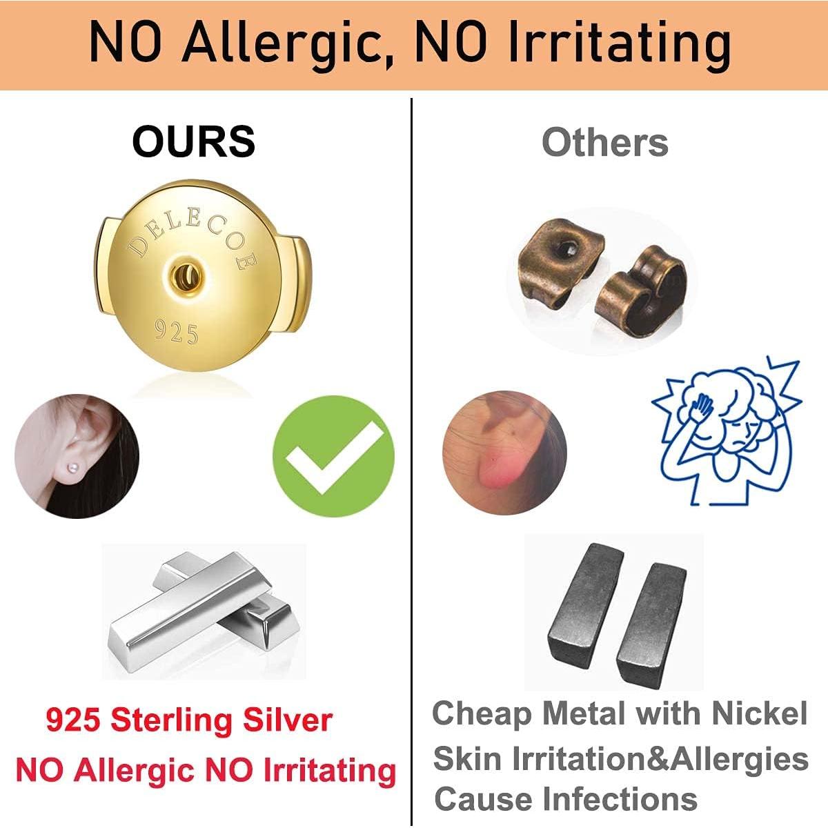 Respaldo de Aretes DELECOE 925 Plata Esterlina 18K Oro Hipoalergénico