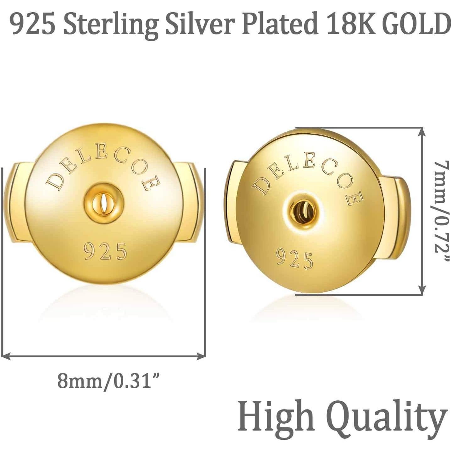 Respaldo de Aretes DELECOE 925 Plata Esterlina 18K Oro Hipoalergénico