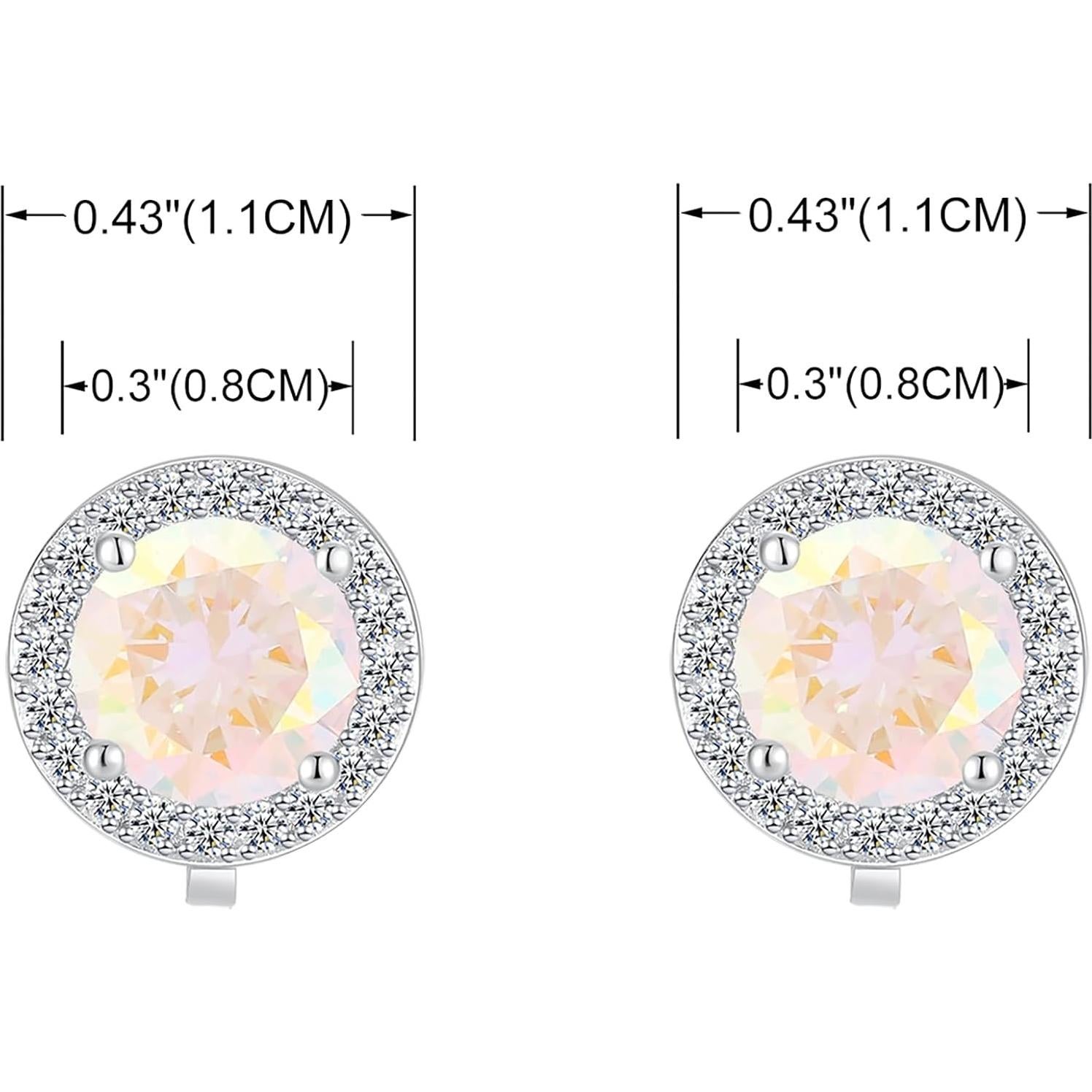 Pendientes de Clip Redondos de Cristal CZ 8MM YOQUCOL