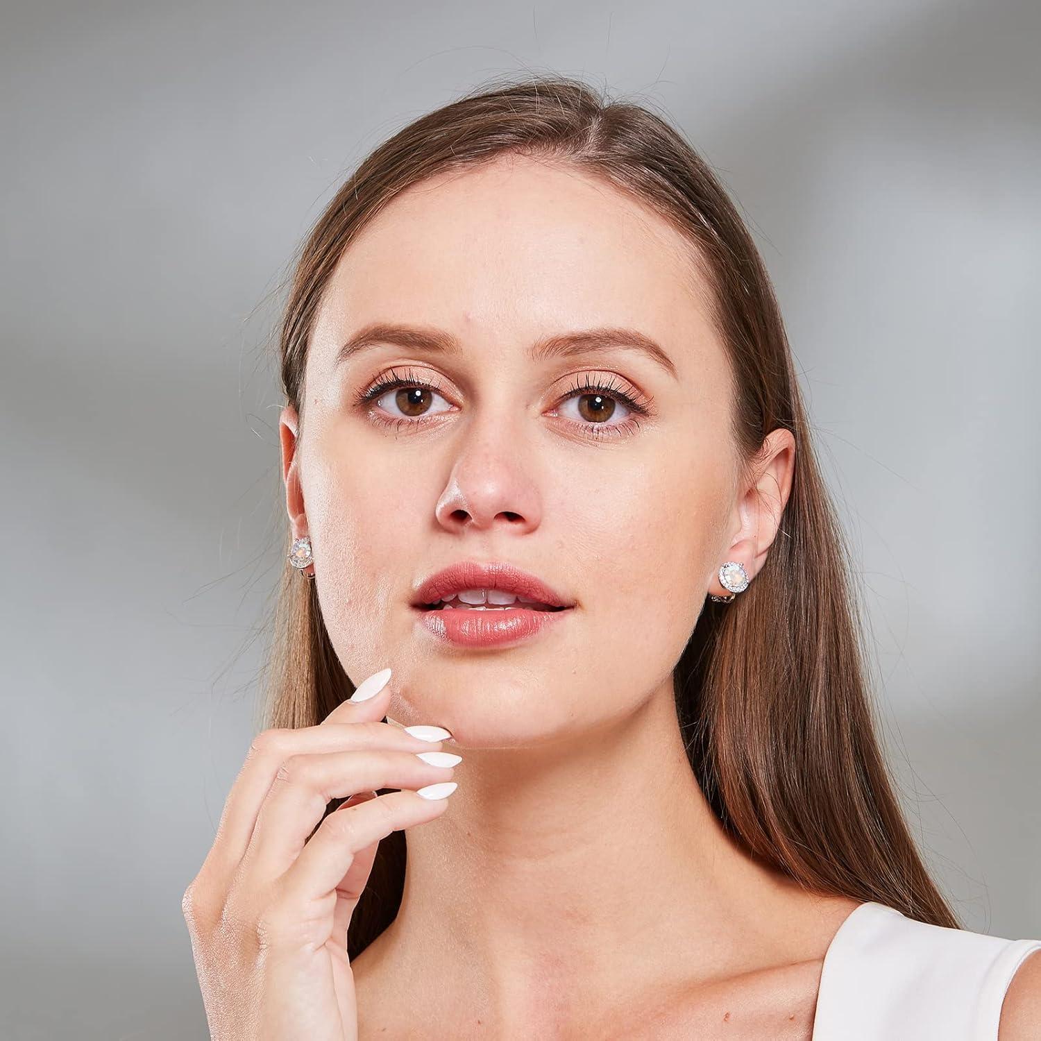 Pendientes de Clip Redondos de Cristal CZ 8MM YOQUCOL