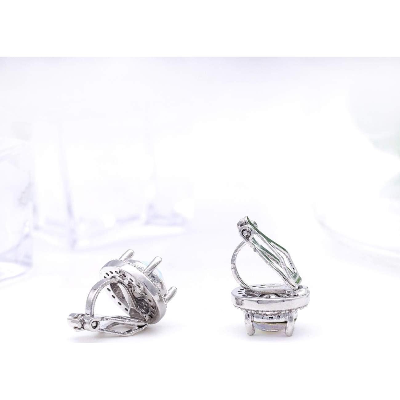 Pendientes de Clip Redondos de Cristal CZ 8MM YOQUCOL