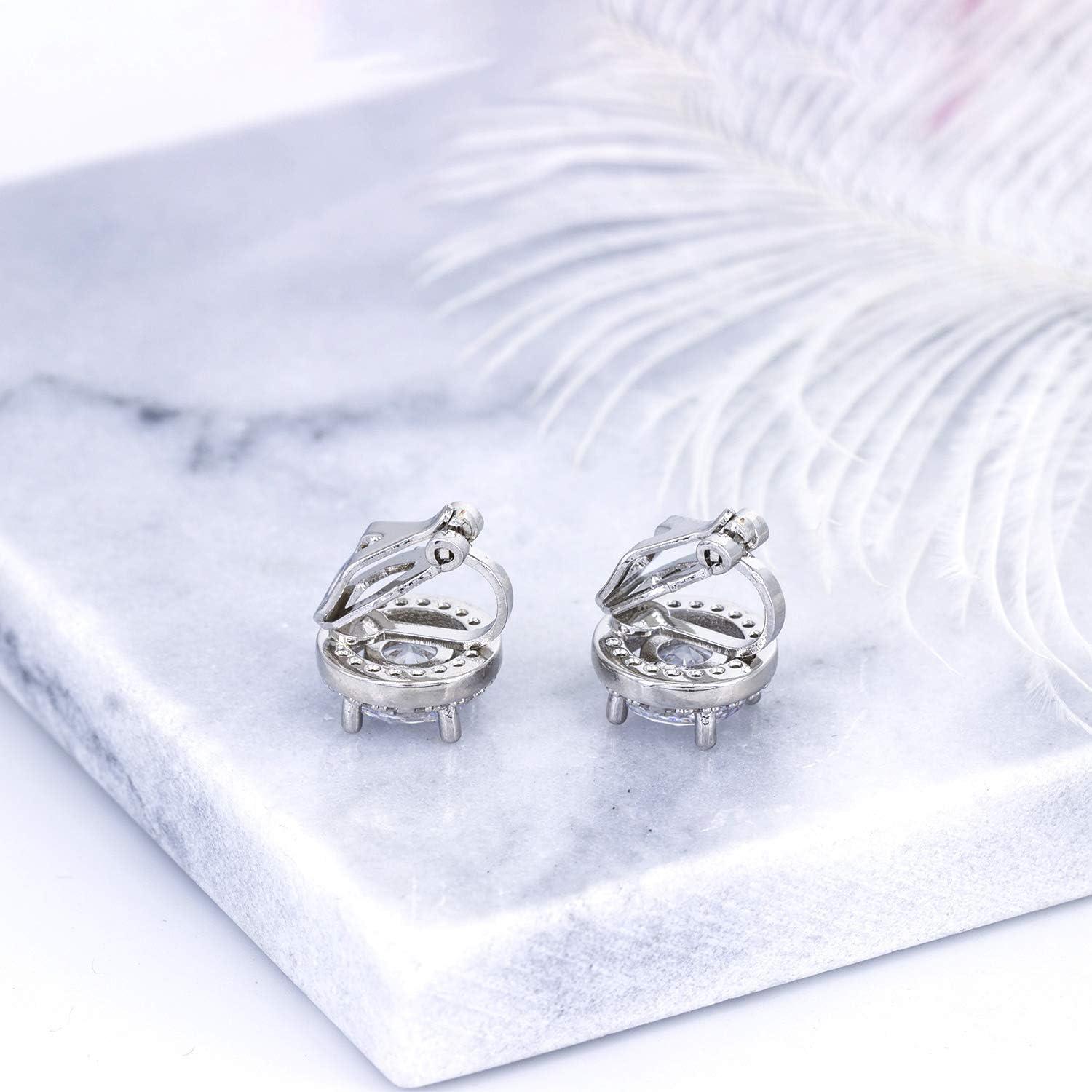 Pendientes de Clip Redondos de Cristal CZ 8MM YOQUCOL