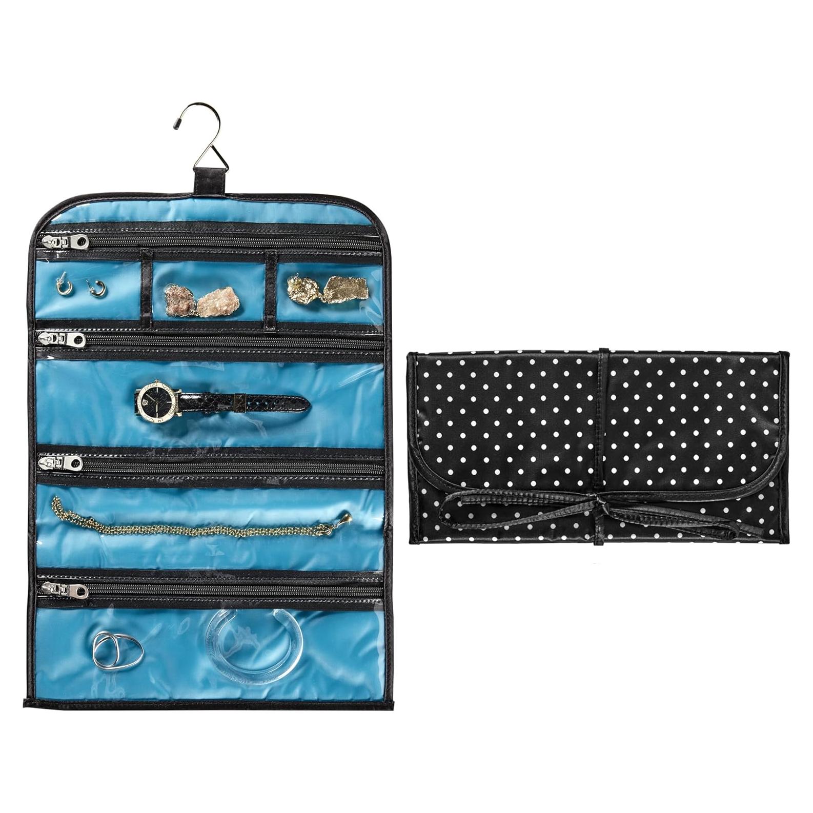 Bolsa de Joyas Travel Smart Conair 6 Bolsillos Negro/Blanco