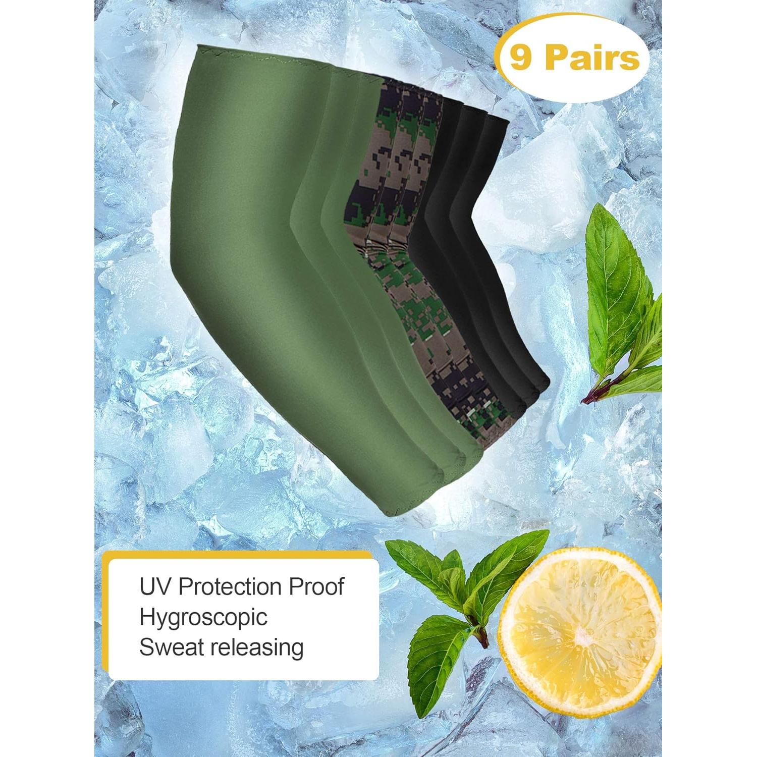 Mangas de Protección UV Unisex Bememo - 9 Pares de Seda de Hielo