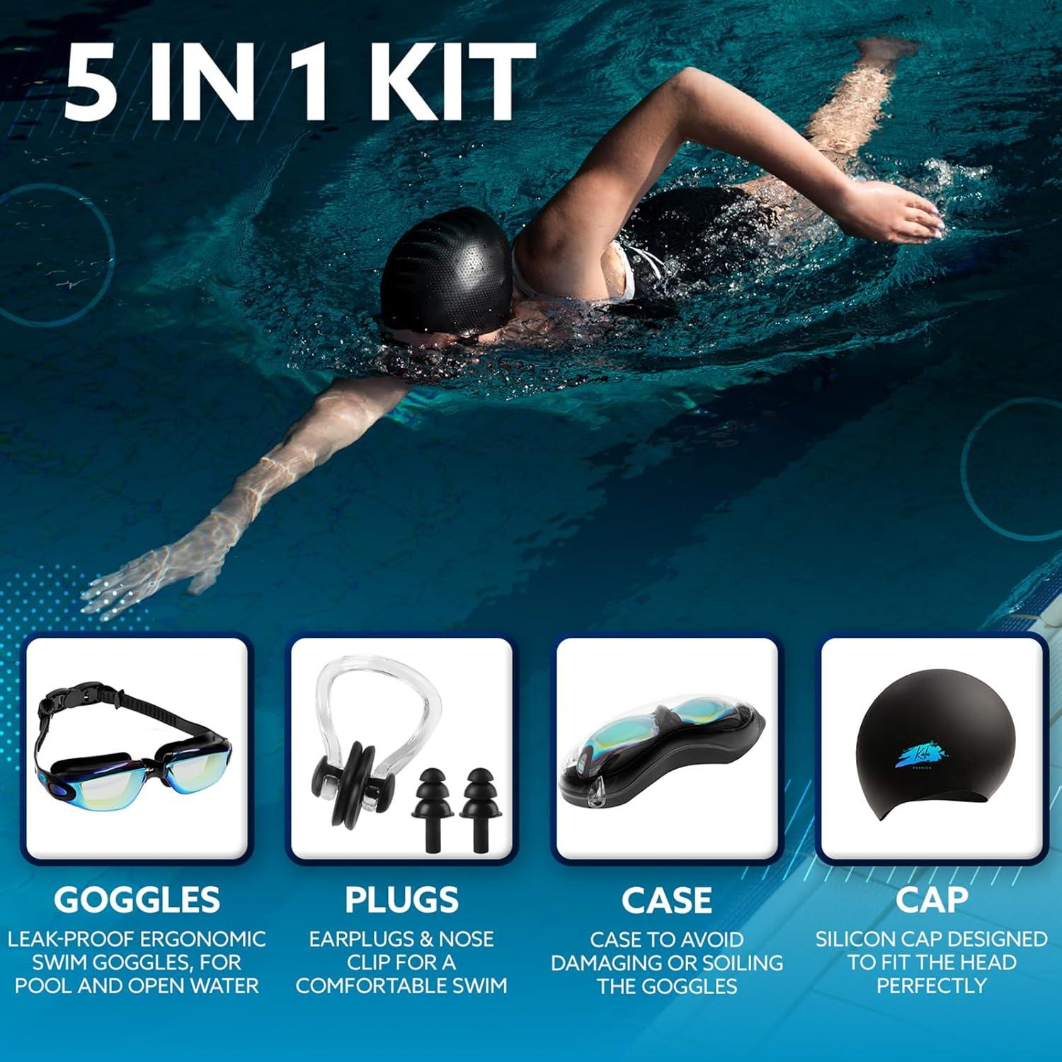 Set de Gafas de Natación Kala Fashion 5 en 1 Antivaho UV