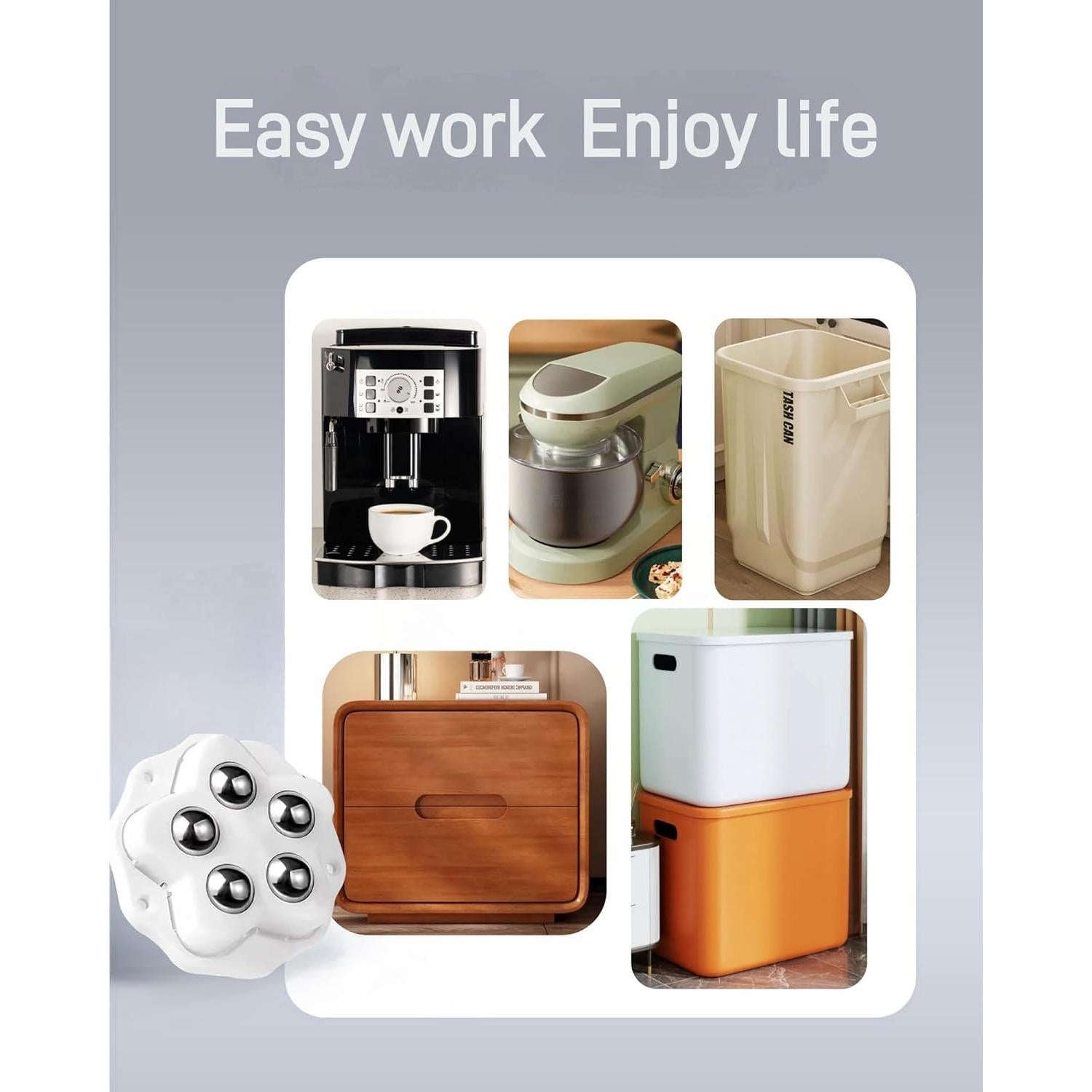 12 Ruedas Autoadhesivas Negras Weidu para Muebles 4.8cm