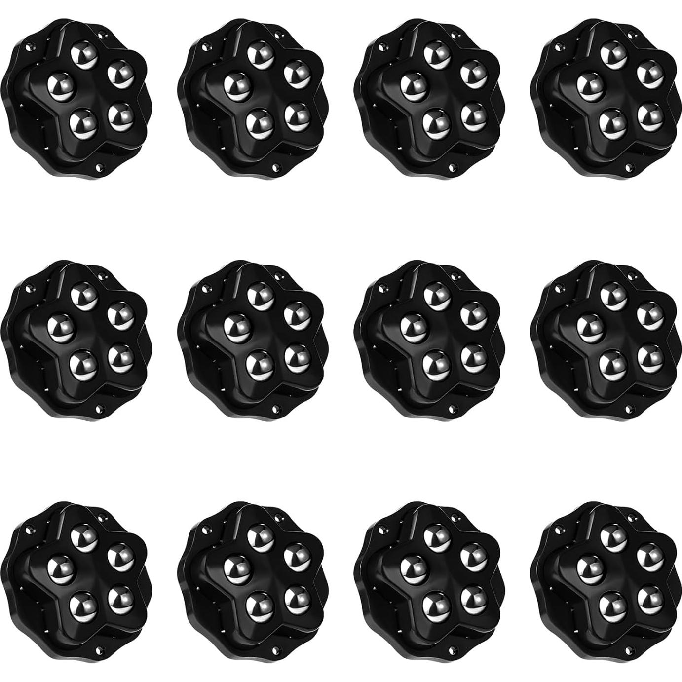 12 Ruedas Autoadhesivas Negras Weidu para Muebles 4.8cm