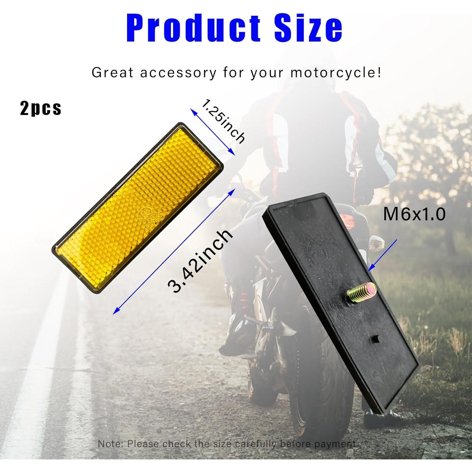 2 Reflectores de Motocicleta Dickno Naranja Rectangular