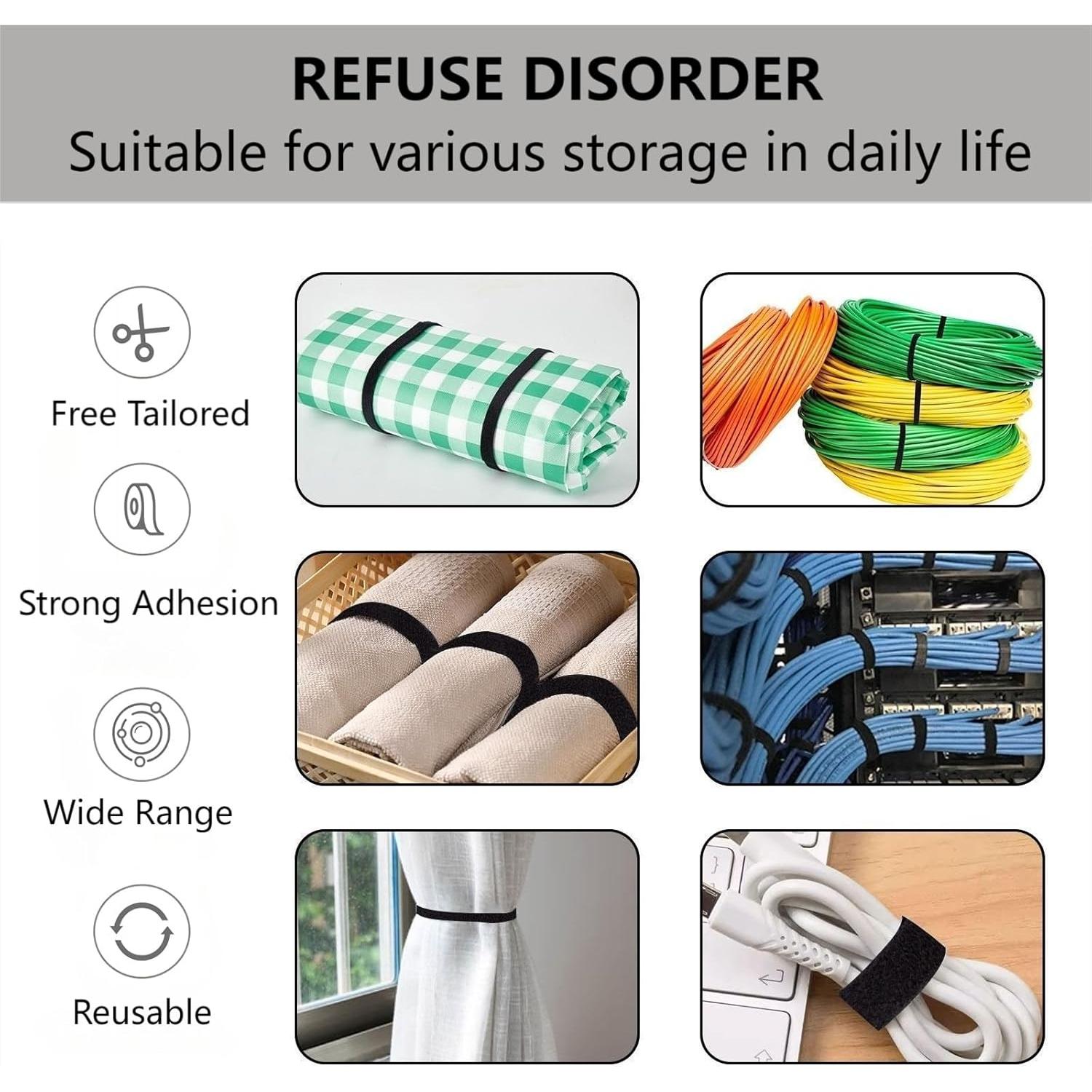 Cinta de Gestión de Cables BSELEYY 50m 1,27cm Negra