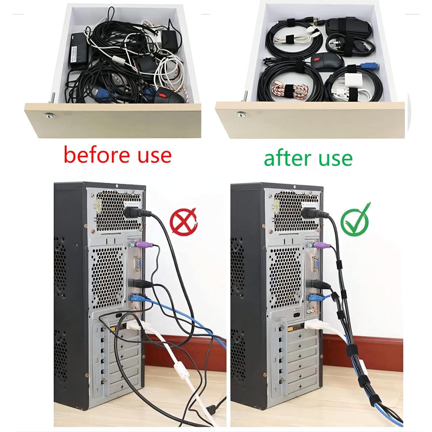 Cinta de Gestión de Cables BSELEYY 50m 1,27cm Negra