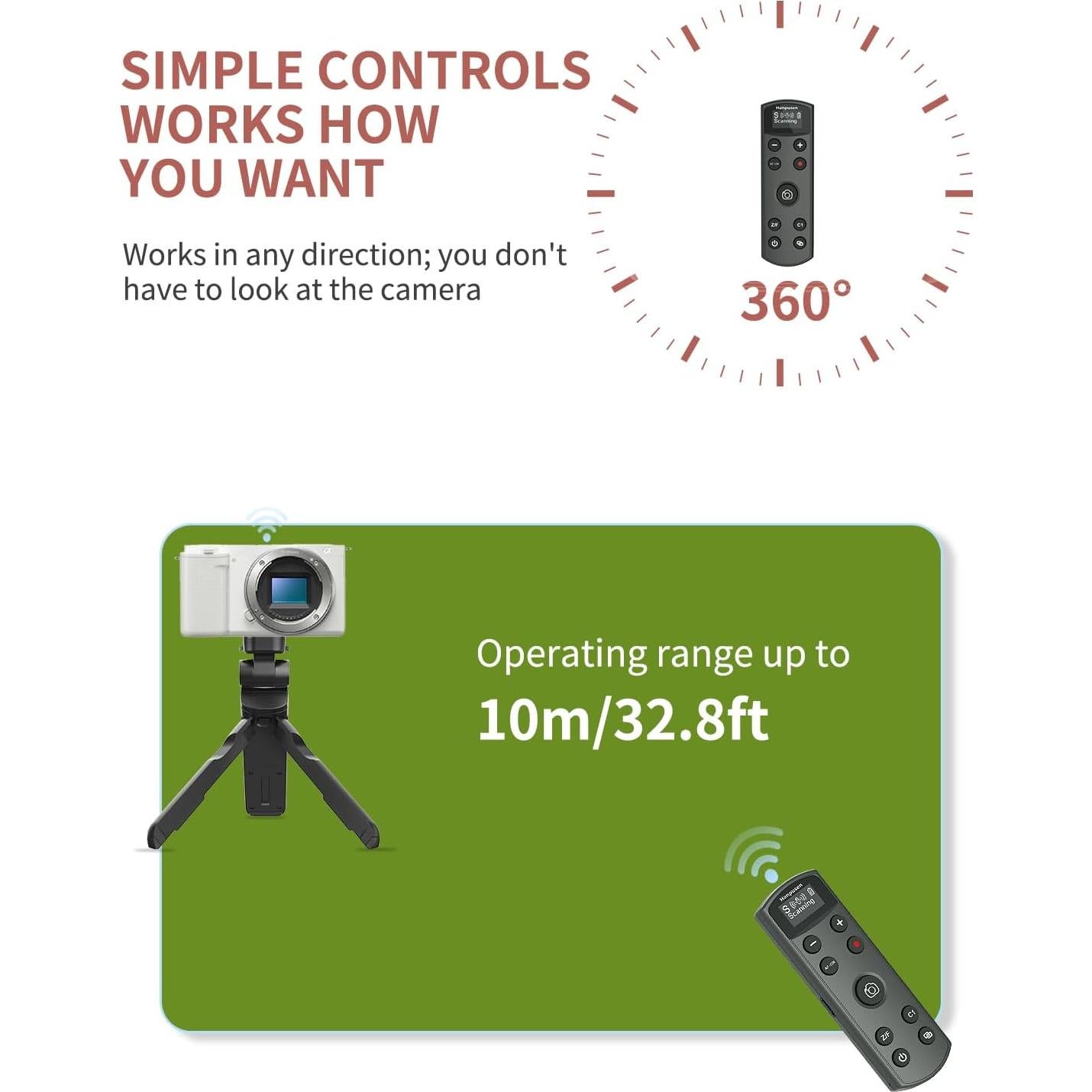 Control Remoto Inalámbrico Recargable Hanpusen para Sony ZV-E10/A7 III