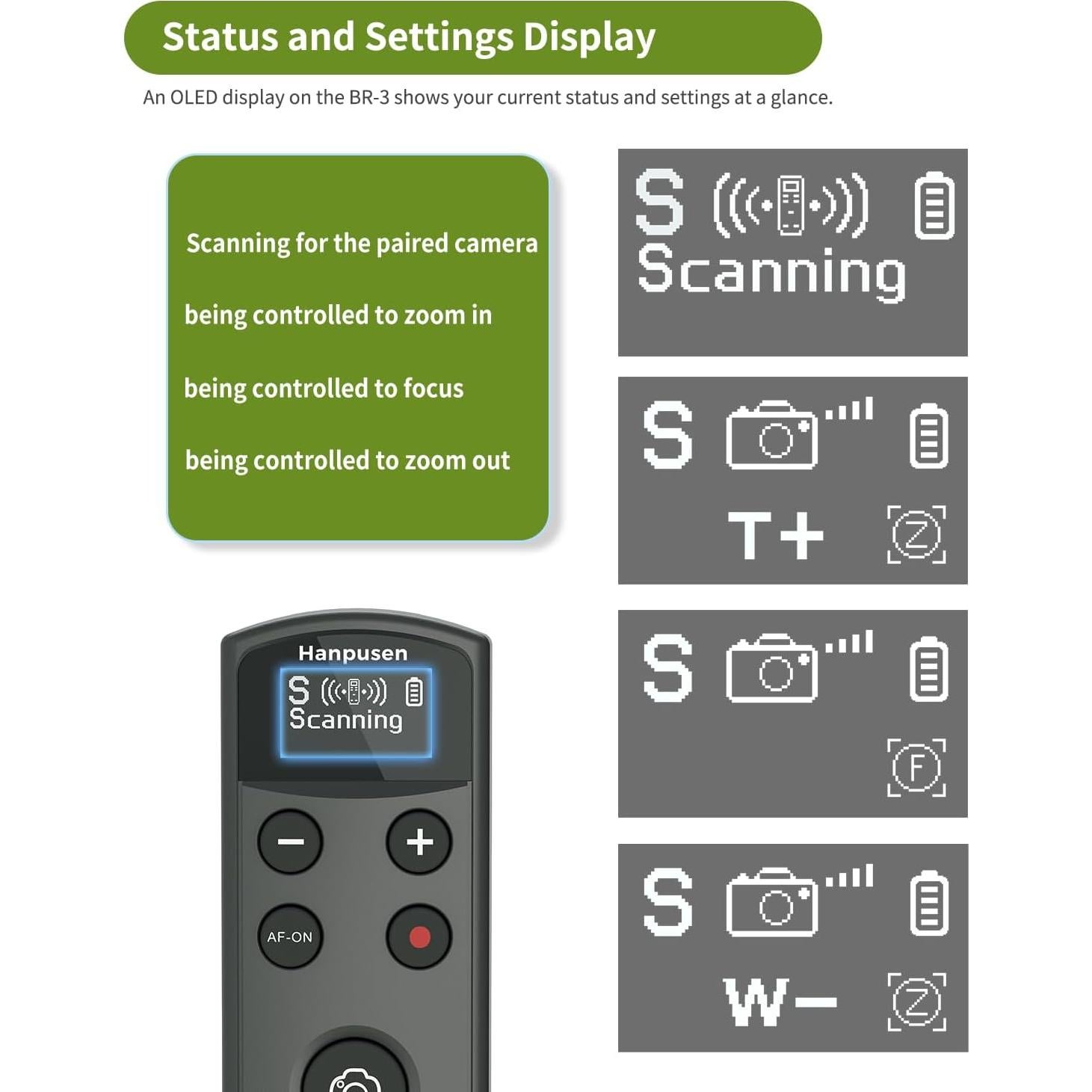 Control Remoto Inalámbrico Recargable Hanpusen para Sony ZV-E10/A7 III