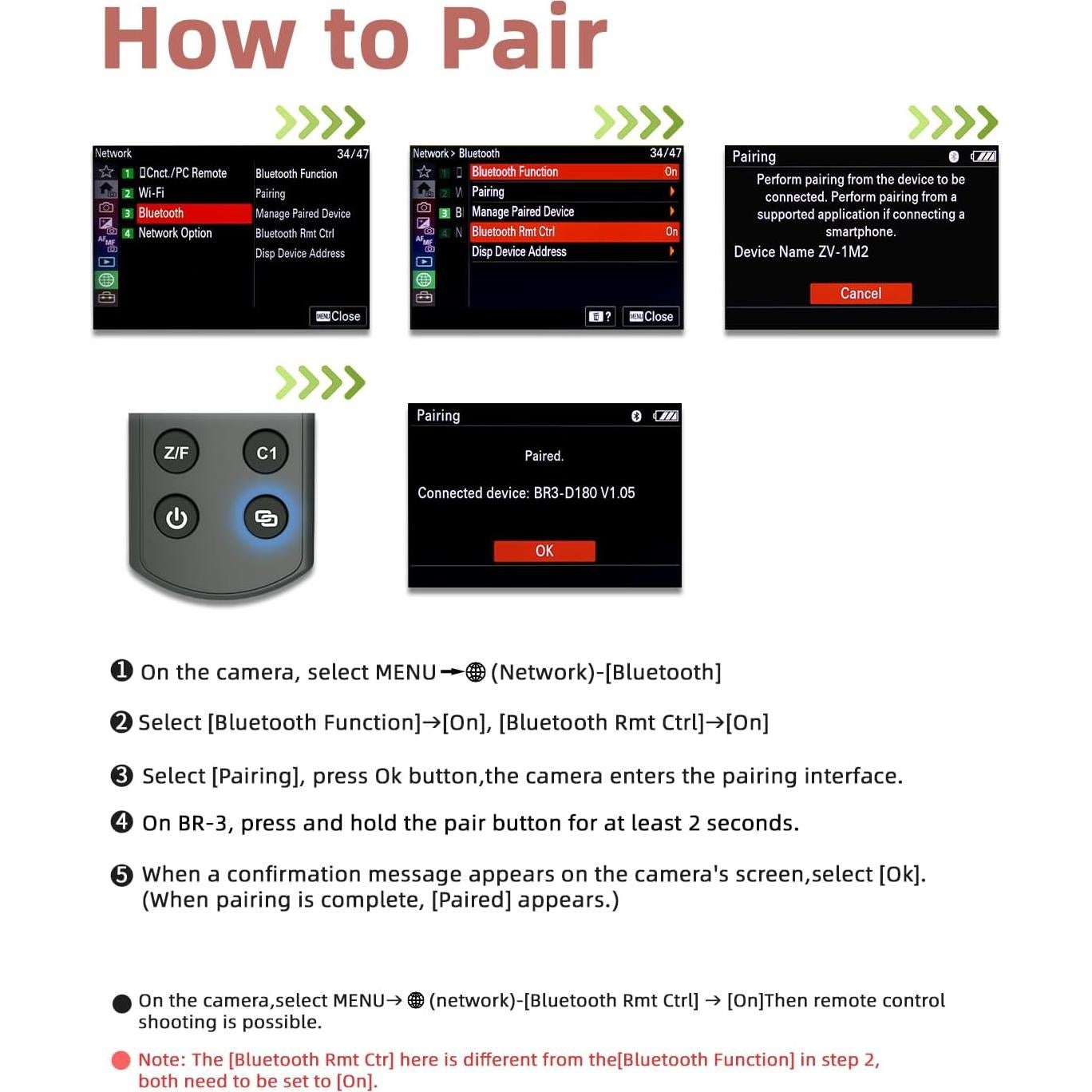 Control Remoto Inalámbrico Recargable Hanpusen para Sony ZV-E10/A7 III