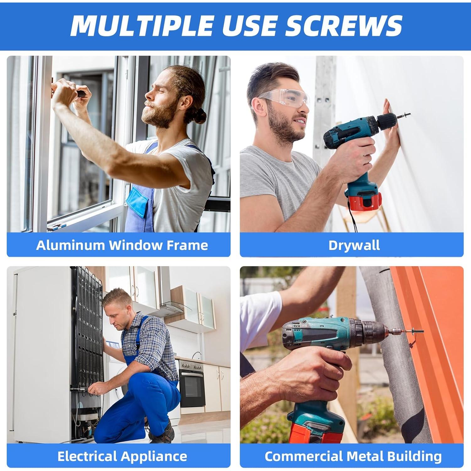 400 Tornillos Autoperforantes Acero Inoxidable 410 #8 #10 1.27-3.18cm