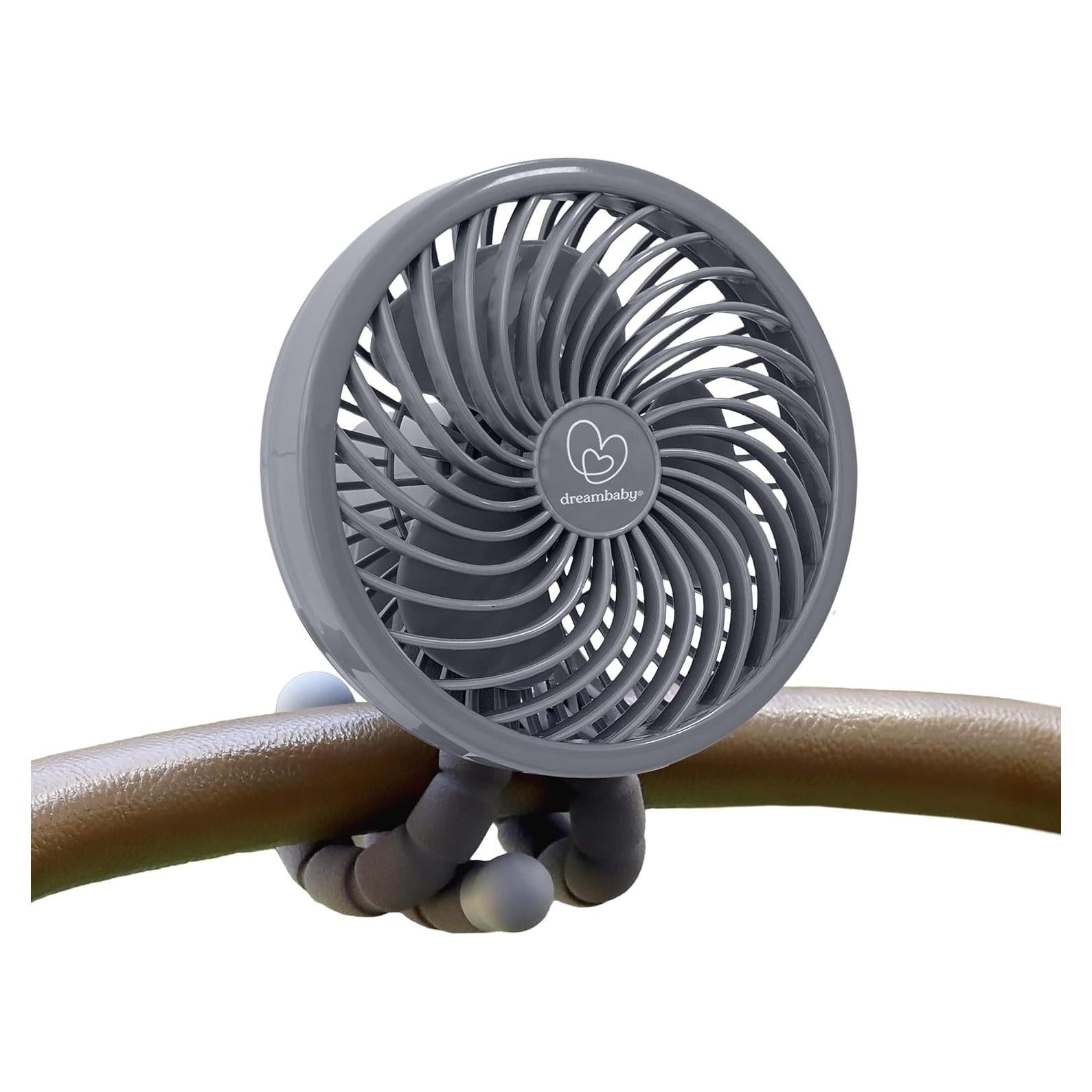 Ventilador portátil Dreambaby Smart Grip Deluxe gris, ajustable