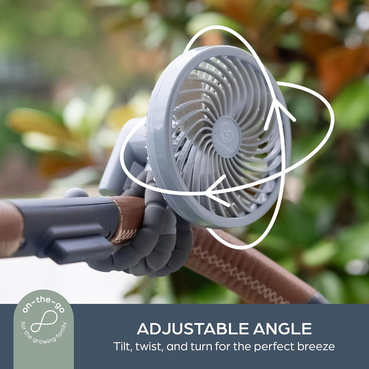 Ventilador portátil Dreambaby Smart Grip Deluxe gris, ajustable
