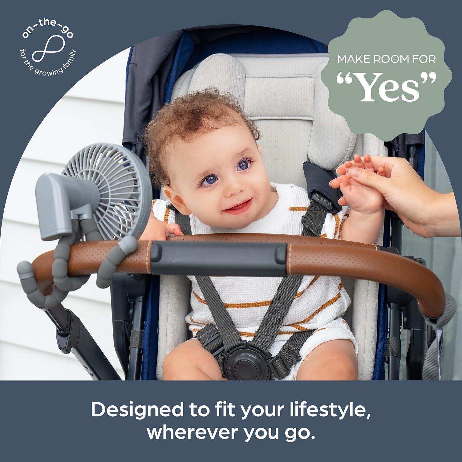 Ventilador portátil Dreambaby Smart Grip Deluxe gris, ajustable