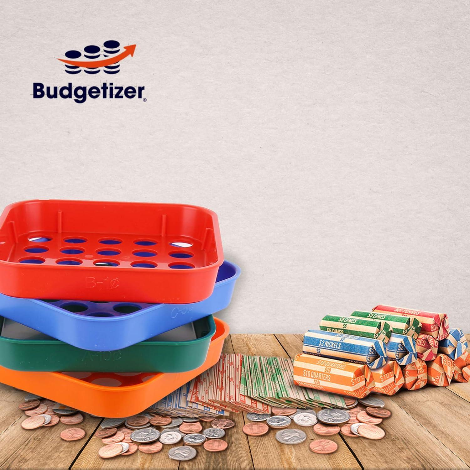 Kit de Clasificación y Conteo de Monedas Budgetizer - 4 Bandejas y 4 Tuberías