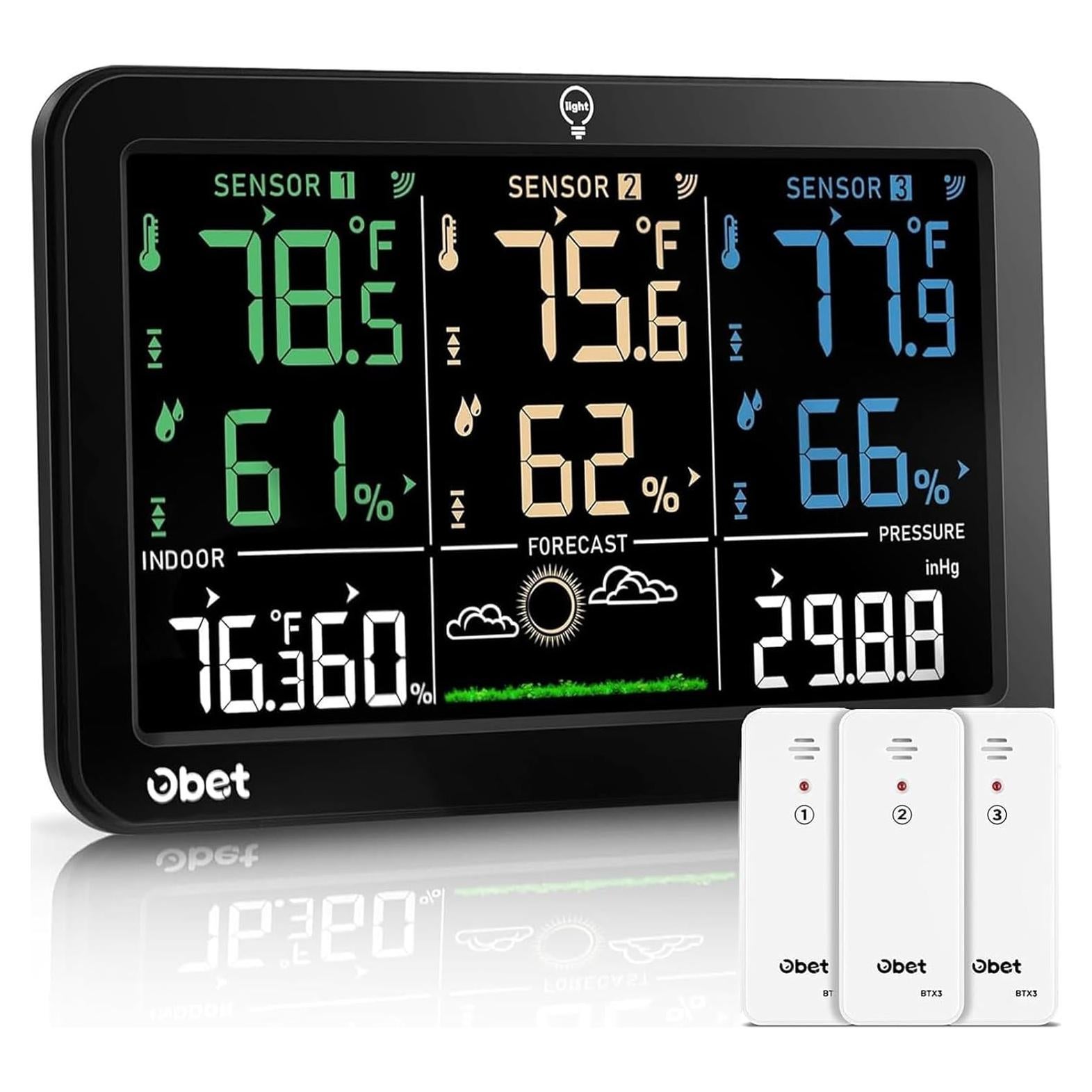 Estación Meteorológica Inalámbrica OBET B66 con 3 Sensores