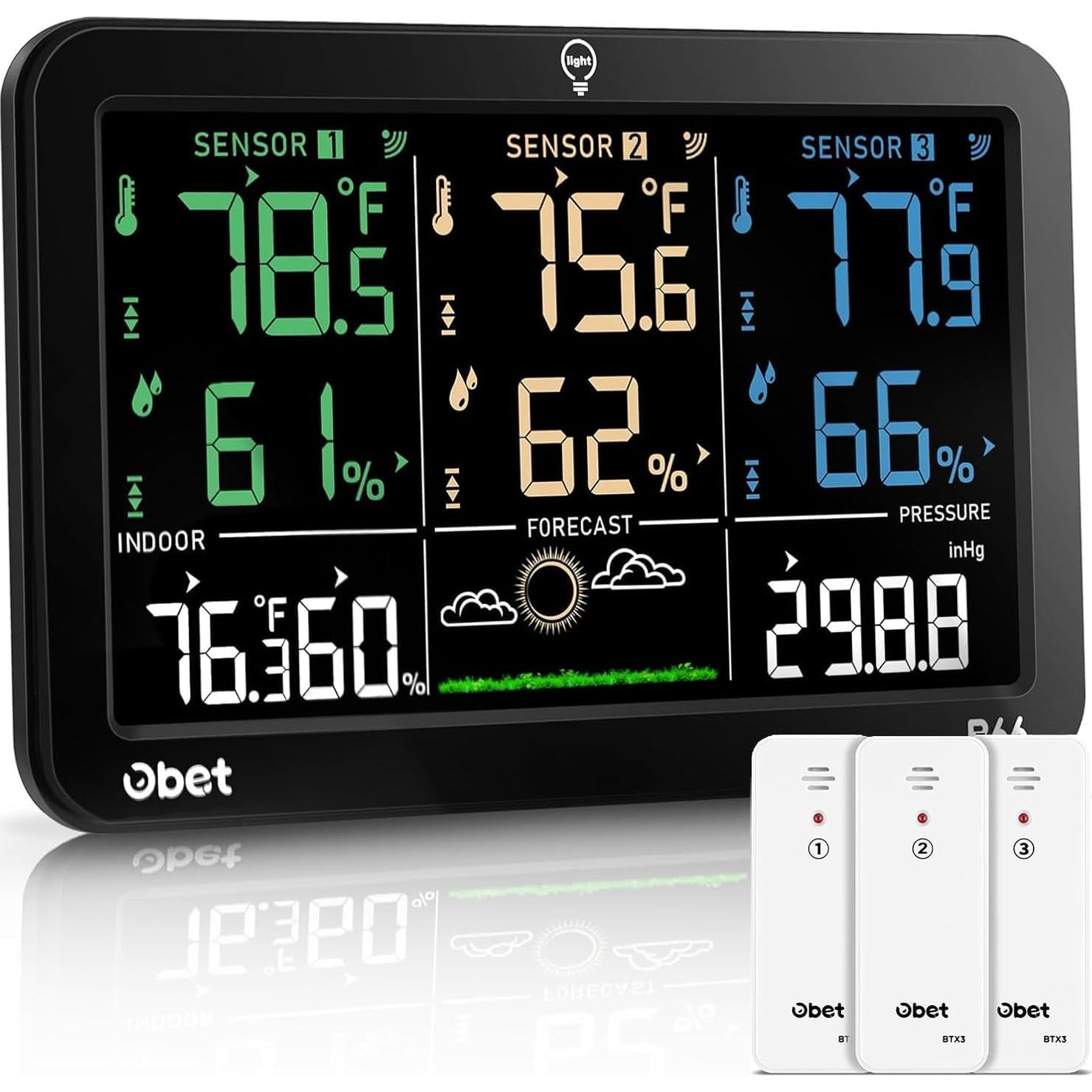 Estación Meteorológica Inalámbrica OBET B66 con 3 Sensores