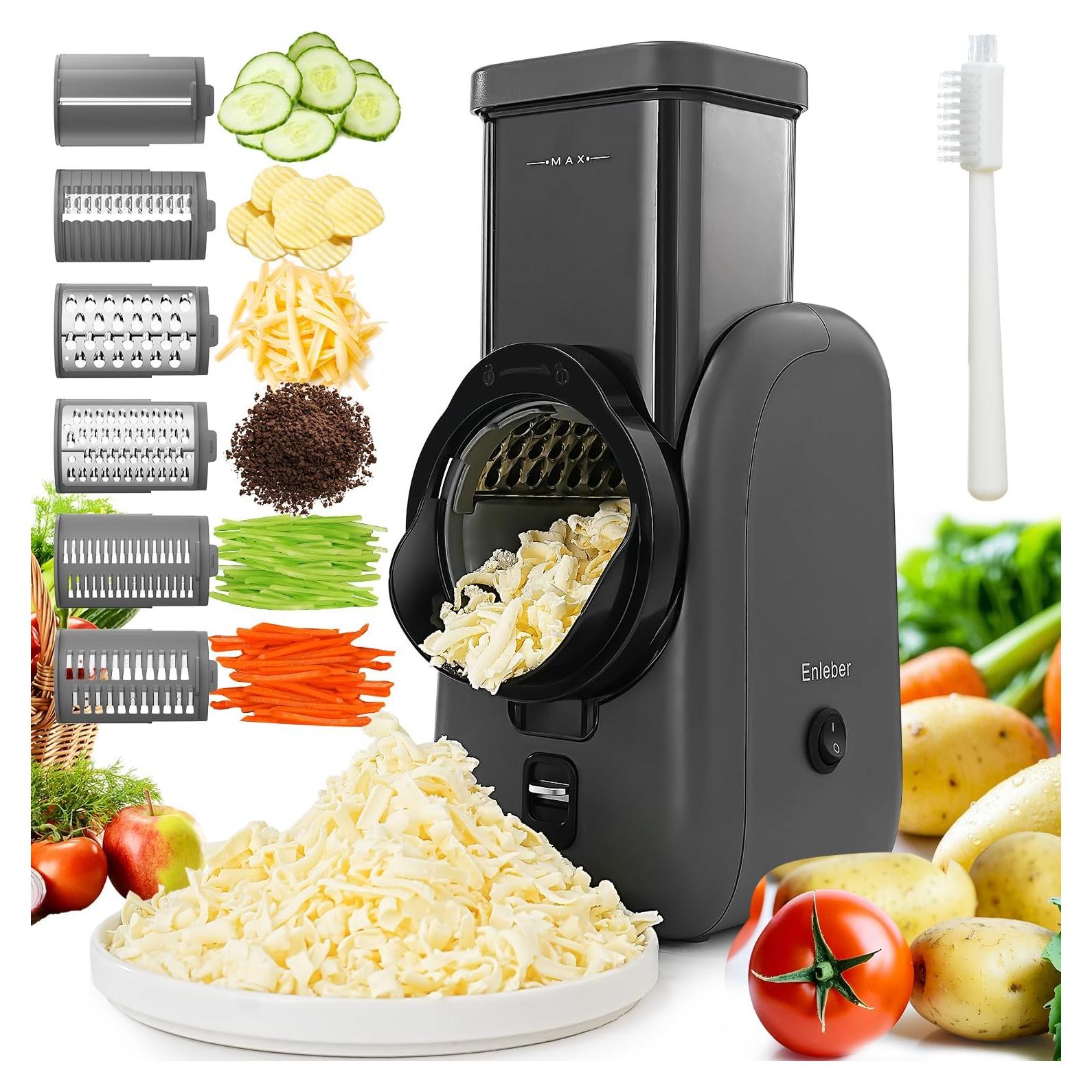 Rallador de Queso Eléctrico Enleber con 6 Cuchillas Intercambiables