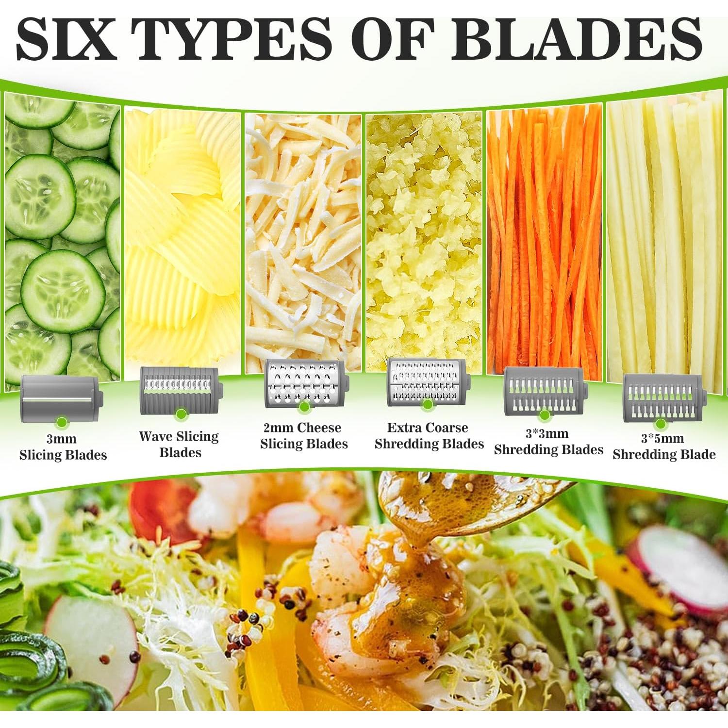 Rallador de Queso Eléctrico Enleber con 6 Cuchillas Intercambiables