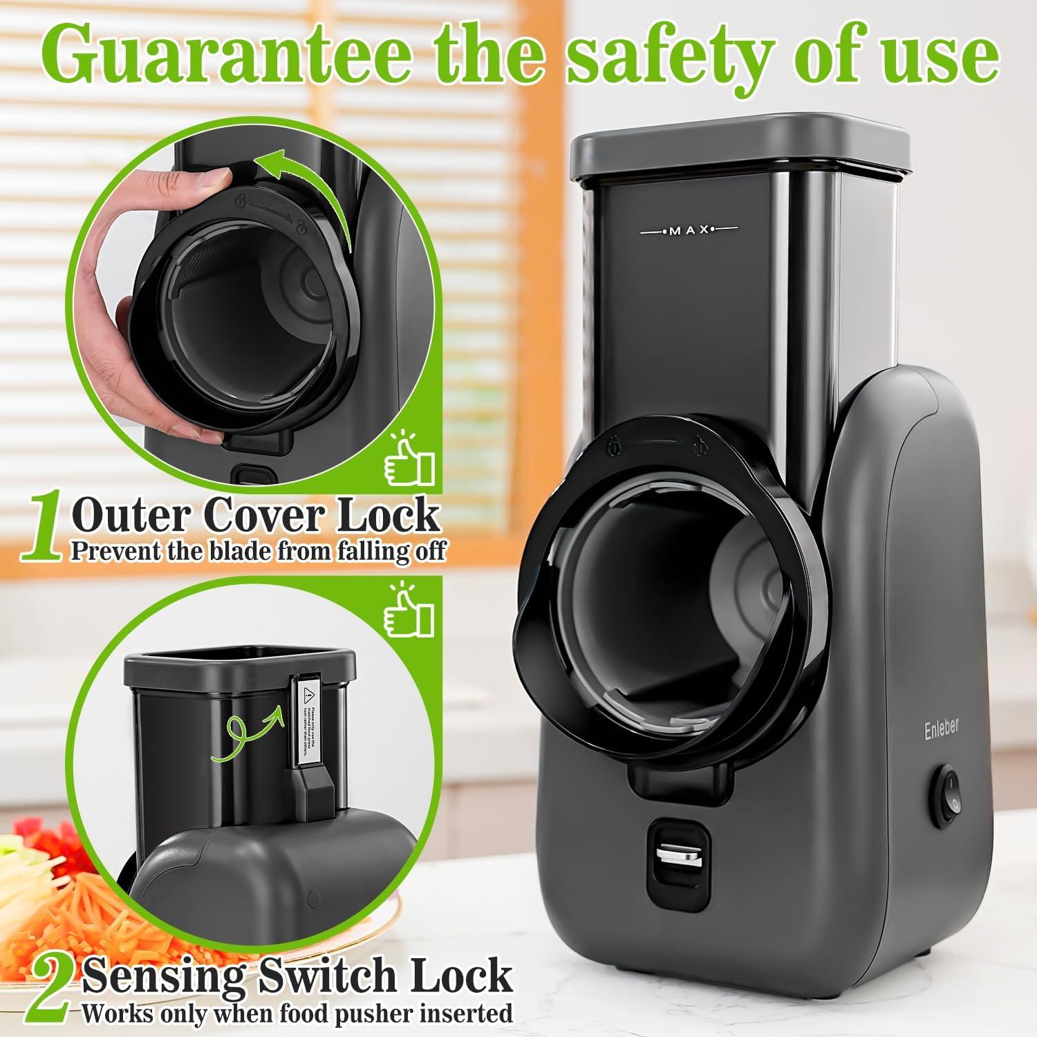 Rallador de Queso Eléctrico Enleber con 6 Cuchillas Intercambiables