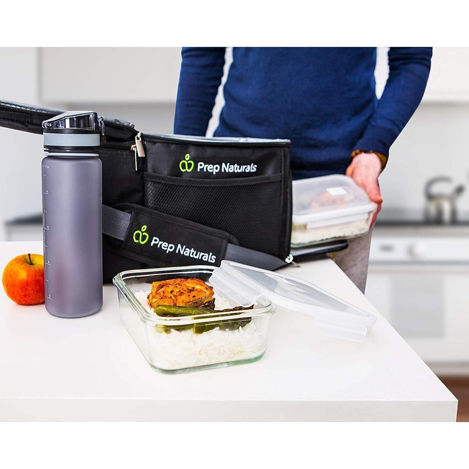 PrepNaturals 5 Contenedores de Vidrio 850ml A Prueba de Fugas