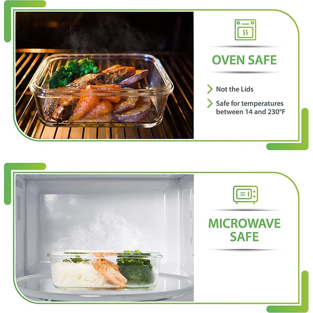 PrepNaturals 5 Contenedores de Vidrio 850ml A Prueba de Fugas